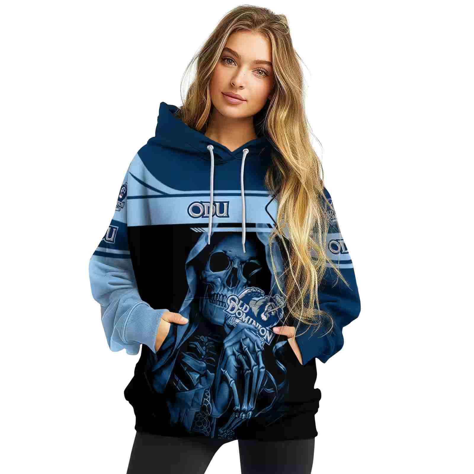 personalized old dominion monarchs grim reaper blue black hoodie high quality