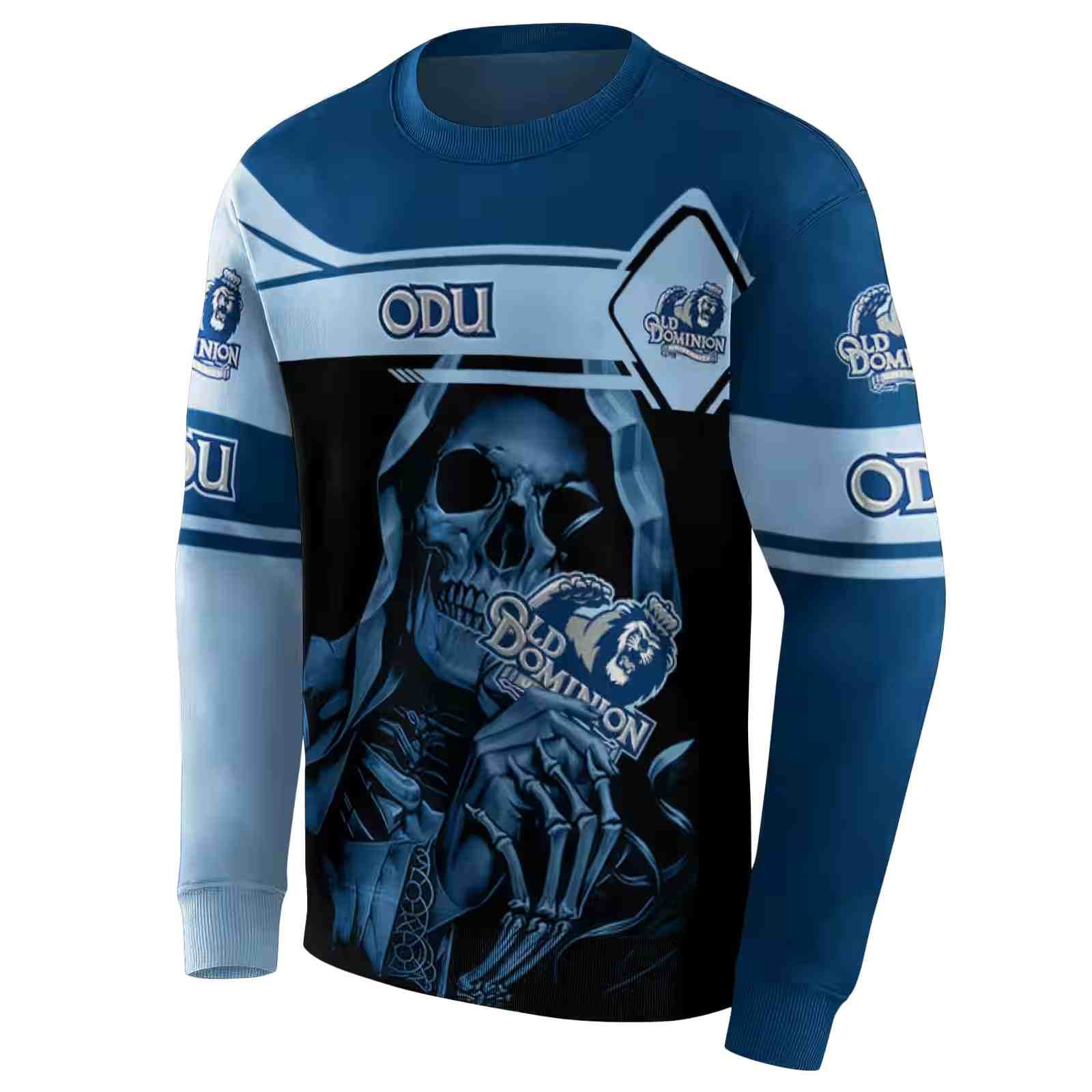 personalized old dominion monarchs grim reaper blue black hoodie new arrival