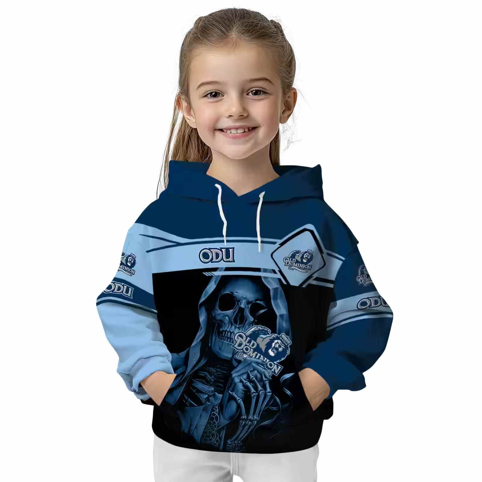 personalized old dominion monarchs grim reaper blue black hoodie top rated