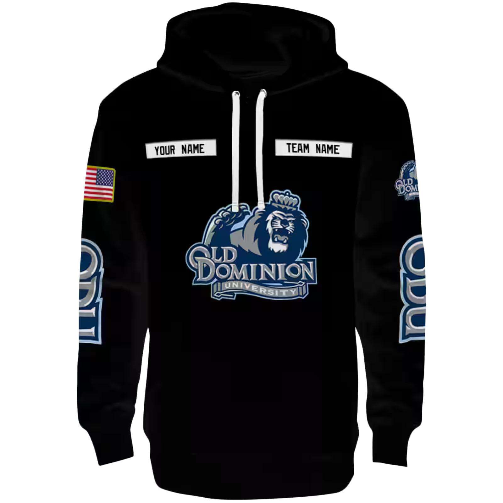 Personalized Old Dominion Monarchs Punisher Skull Black Hoodie