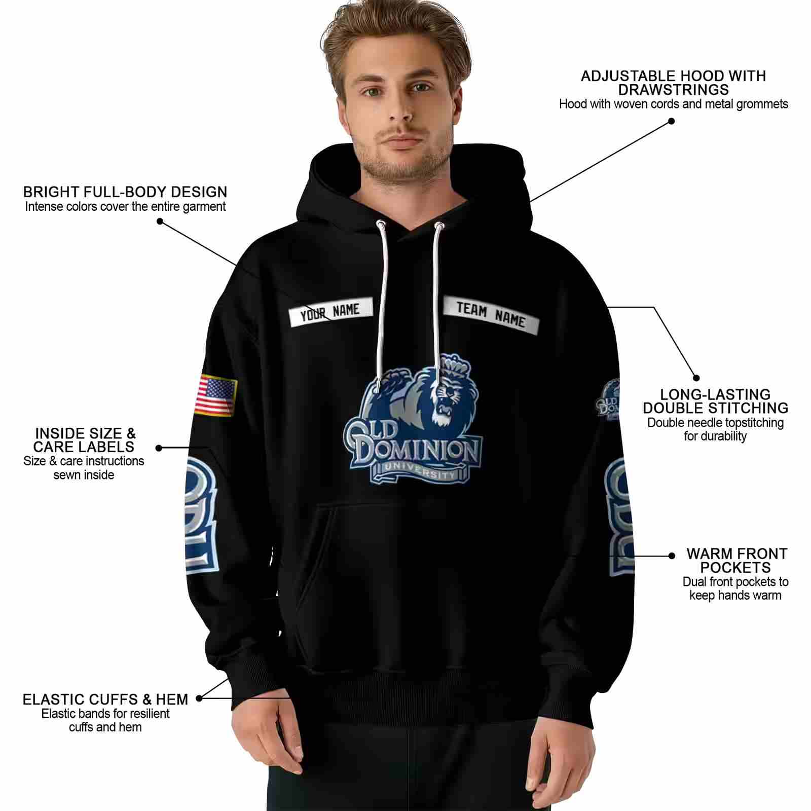 personalized old dominion monarchs punisher skull black hoodie latest model