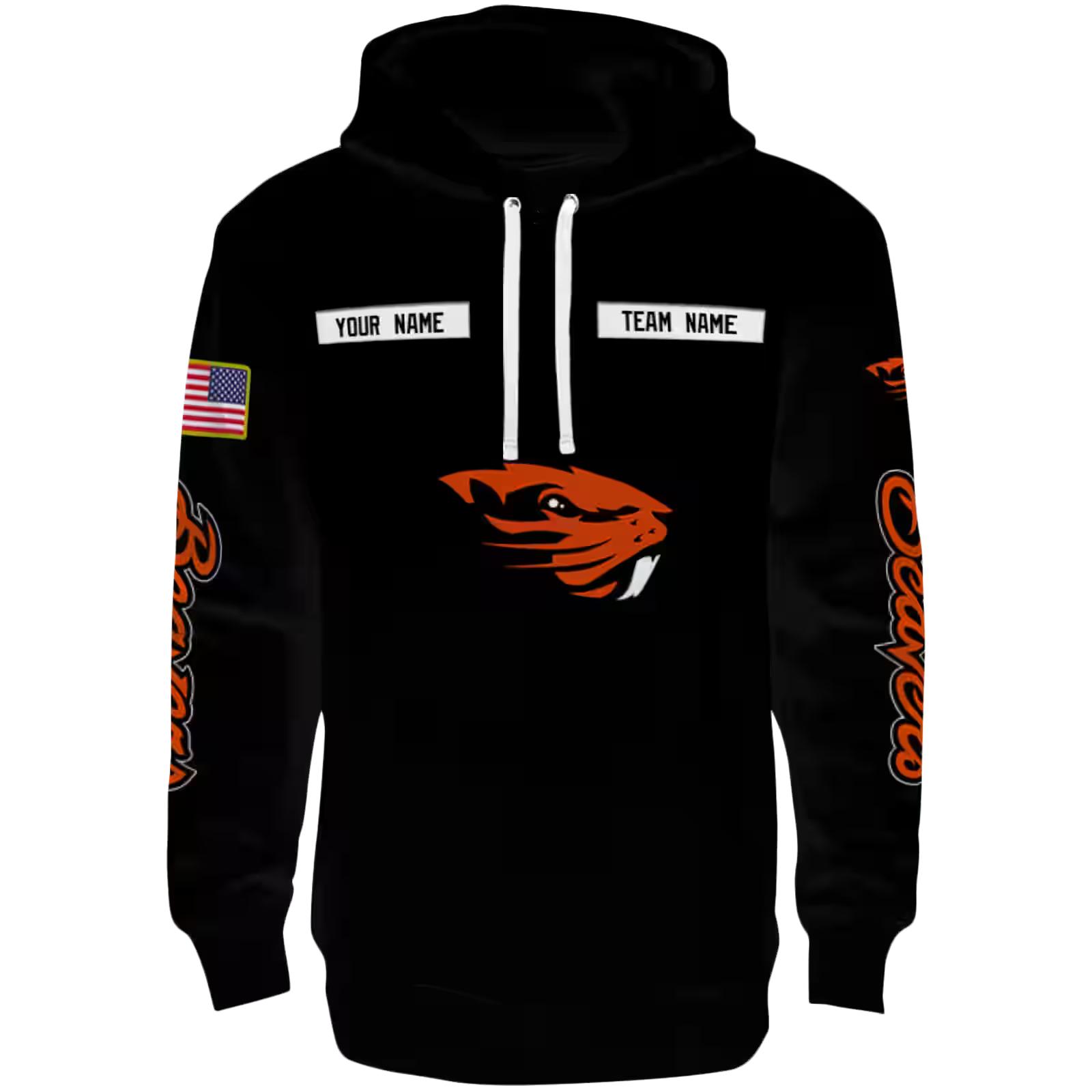 Personalized Oregon State Beavers Punisher Skull Black Hoodie