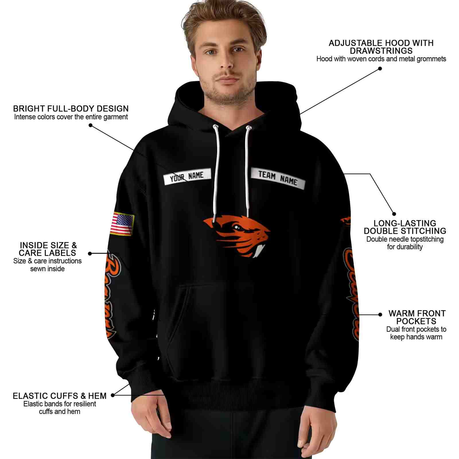 personalized oregon state beavers punisher skull black hoodie latest model