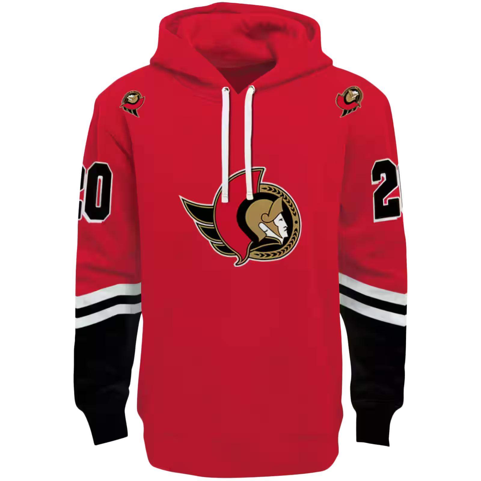 Personalized Ottawa Senators Striped Sleeves Red Hoodie