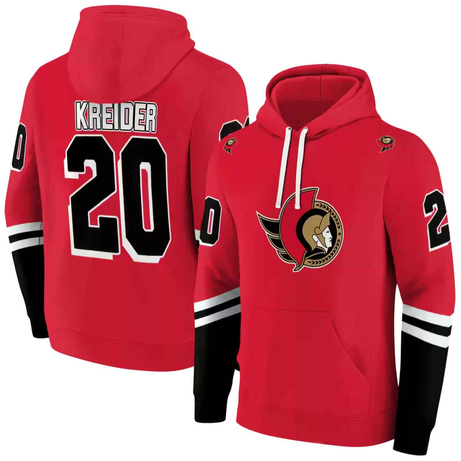 personalized ottawa senators striped sleeves red hoodie fashion forward