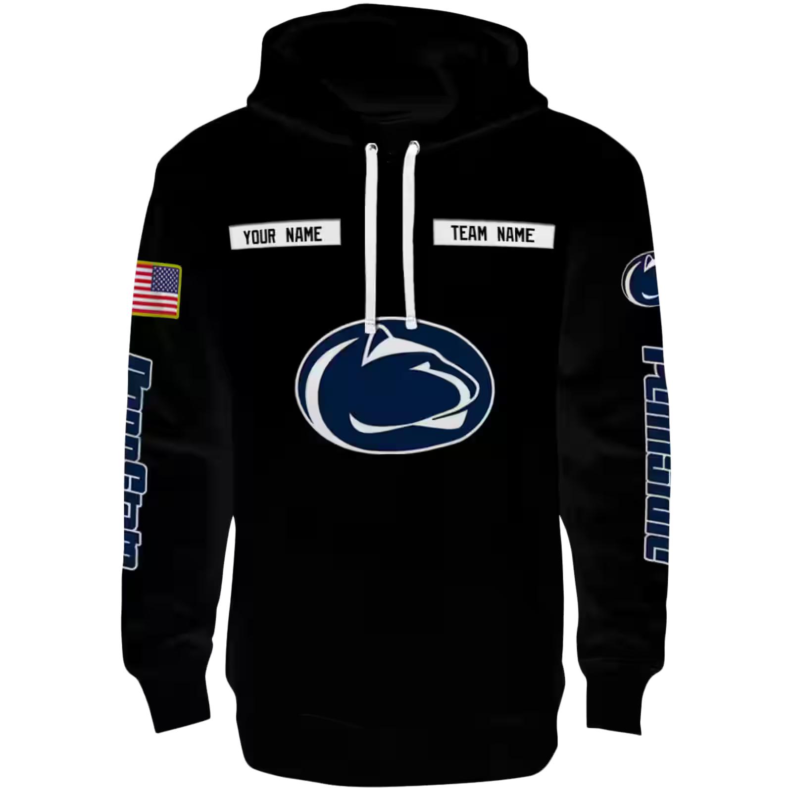 Personalized Penn State Nittany Lions Punisher Skull Black Hoodie