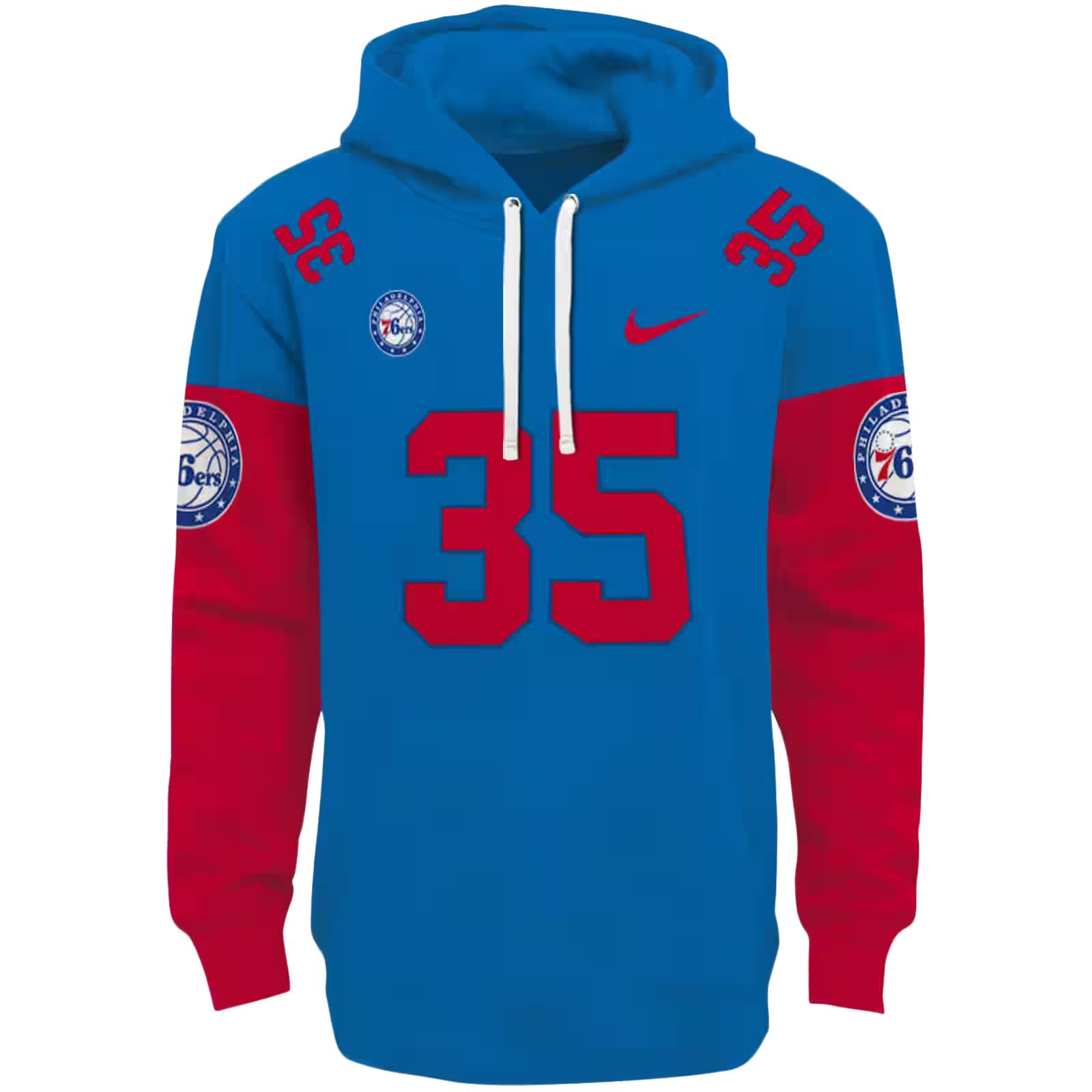 Personalized Philadelphia 76ers Minimal Design Blue Hoodie