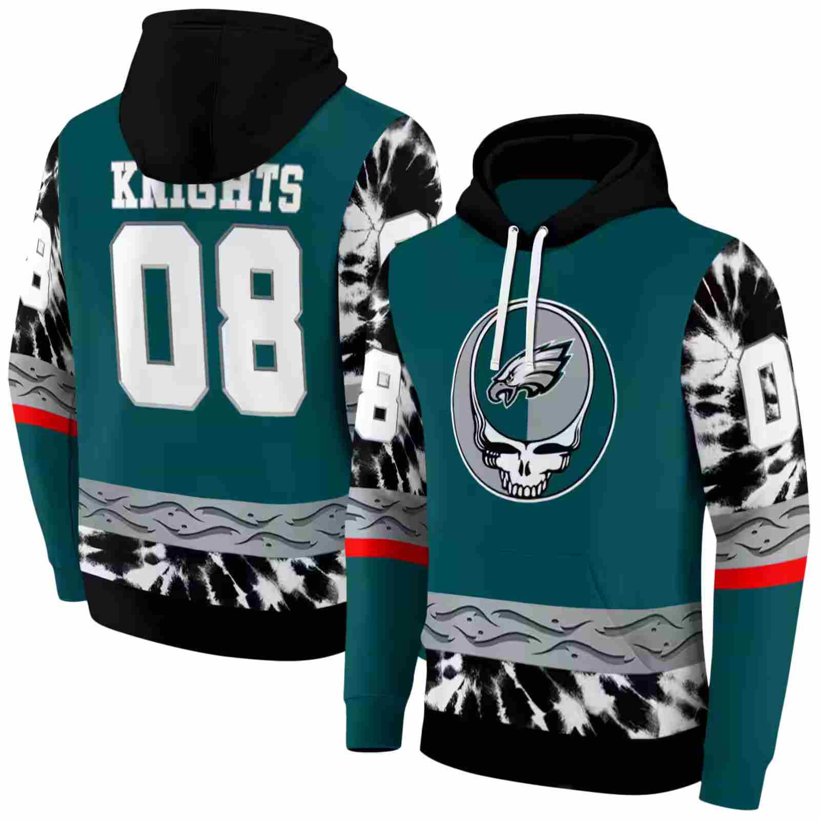 personalized philadelphia eagles grateful vibes green hoodie fashion forward