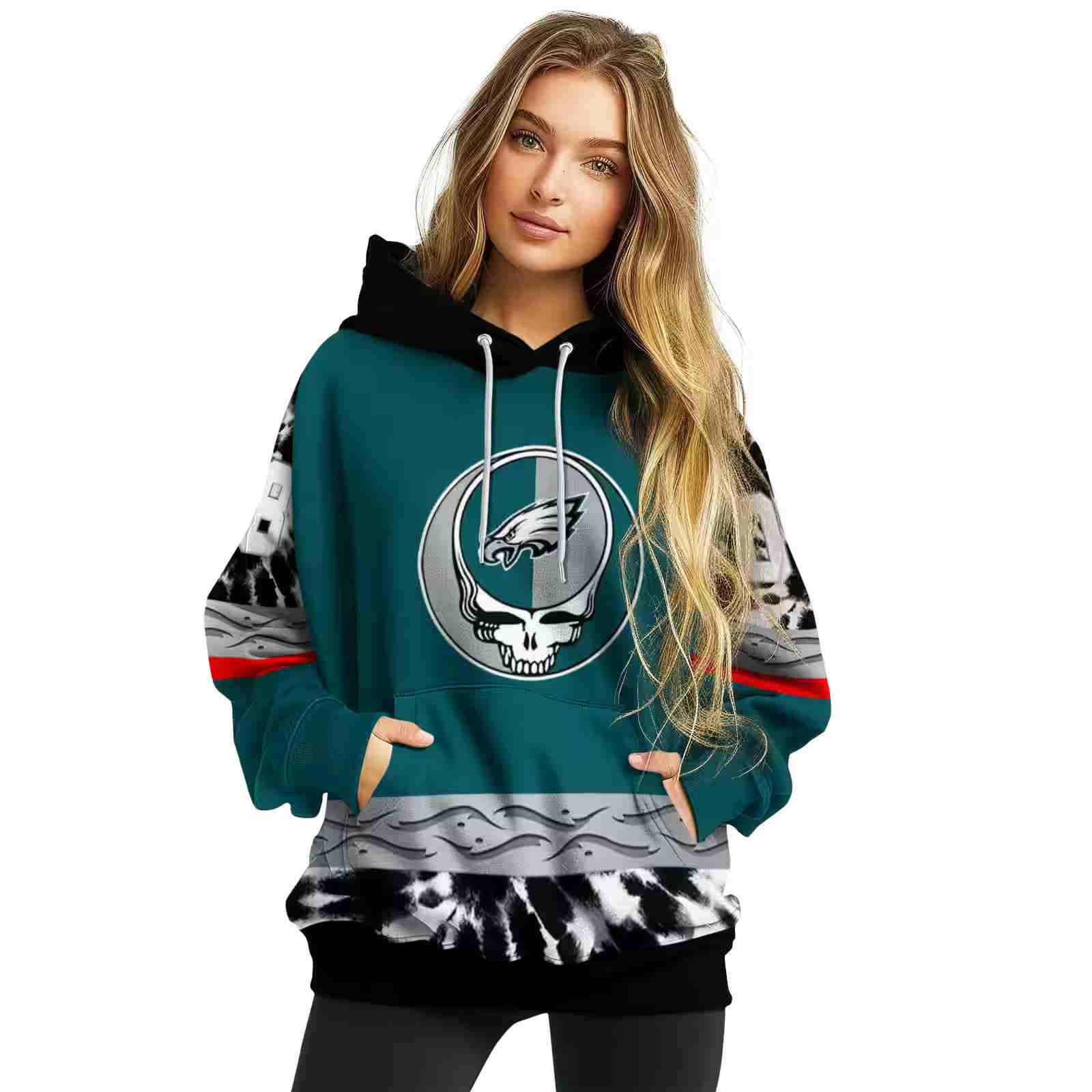 personalized philadelphia eagles grateful vibes green hoodie high quality