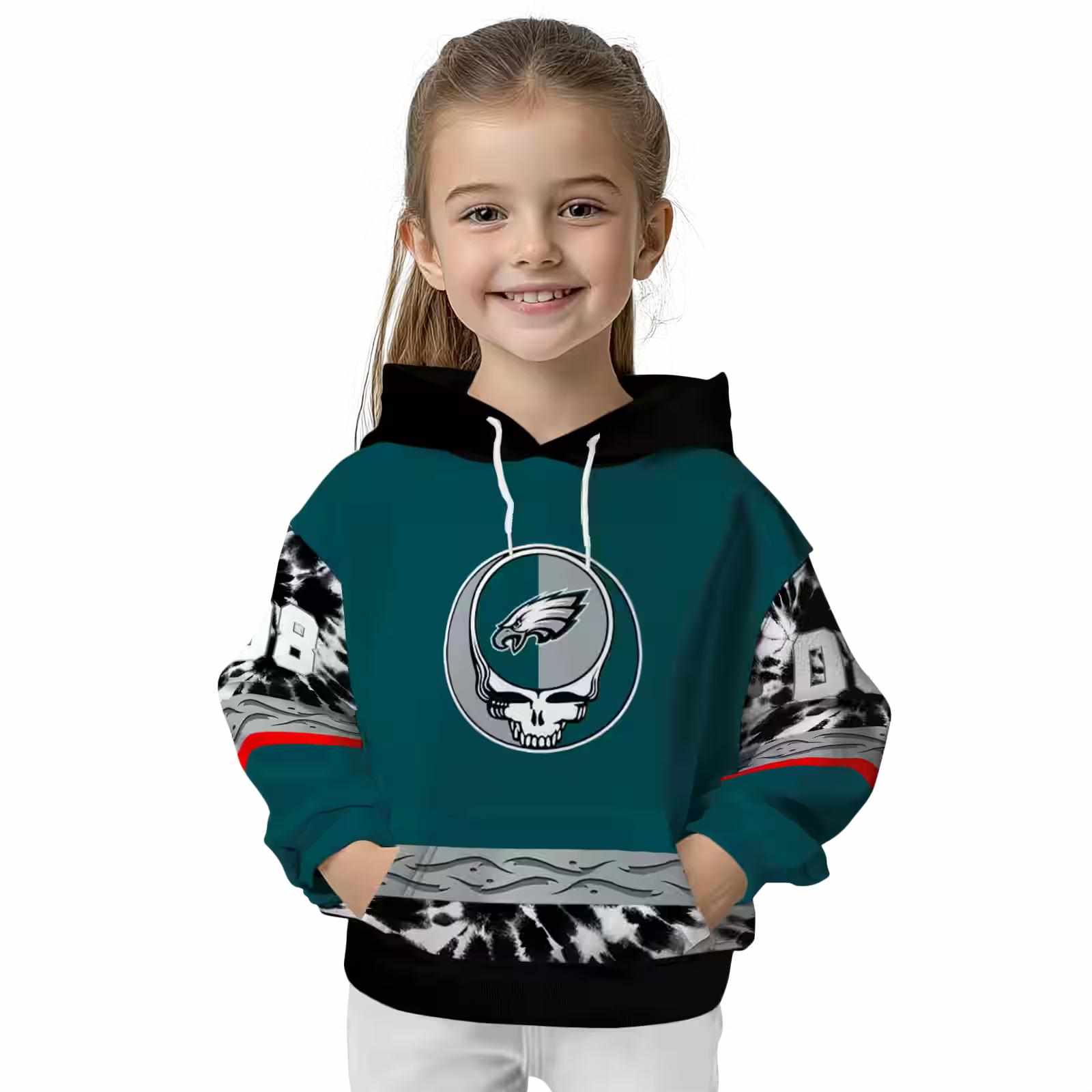 personalized philadelphia eagles grateful vibes green hoodie top rated