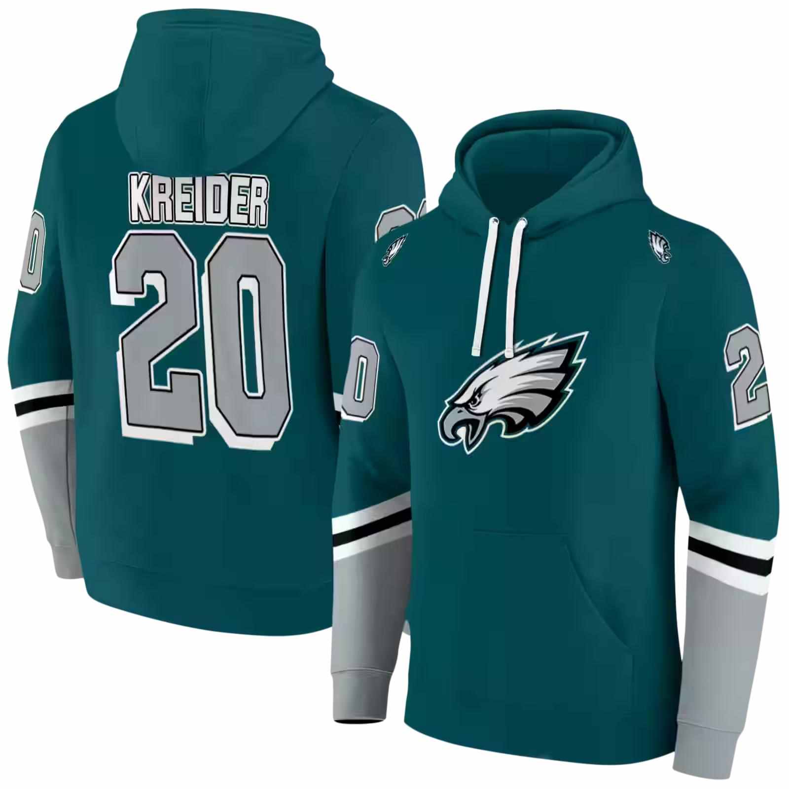 personalized philadelphia eagles striped sleeves green hoodie fashion forward