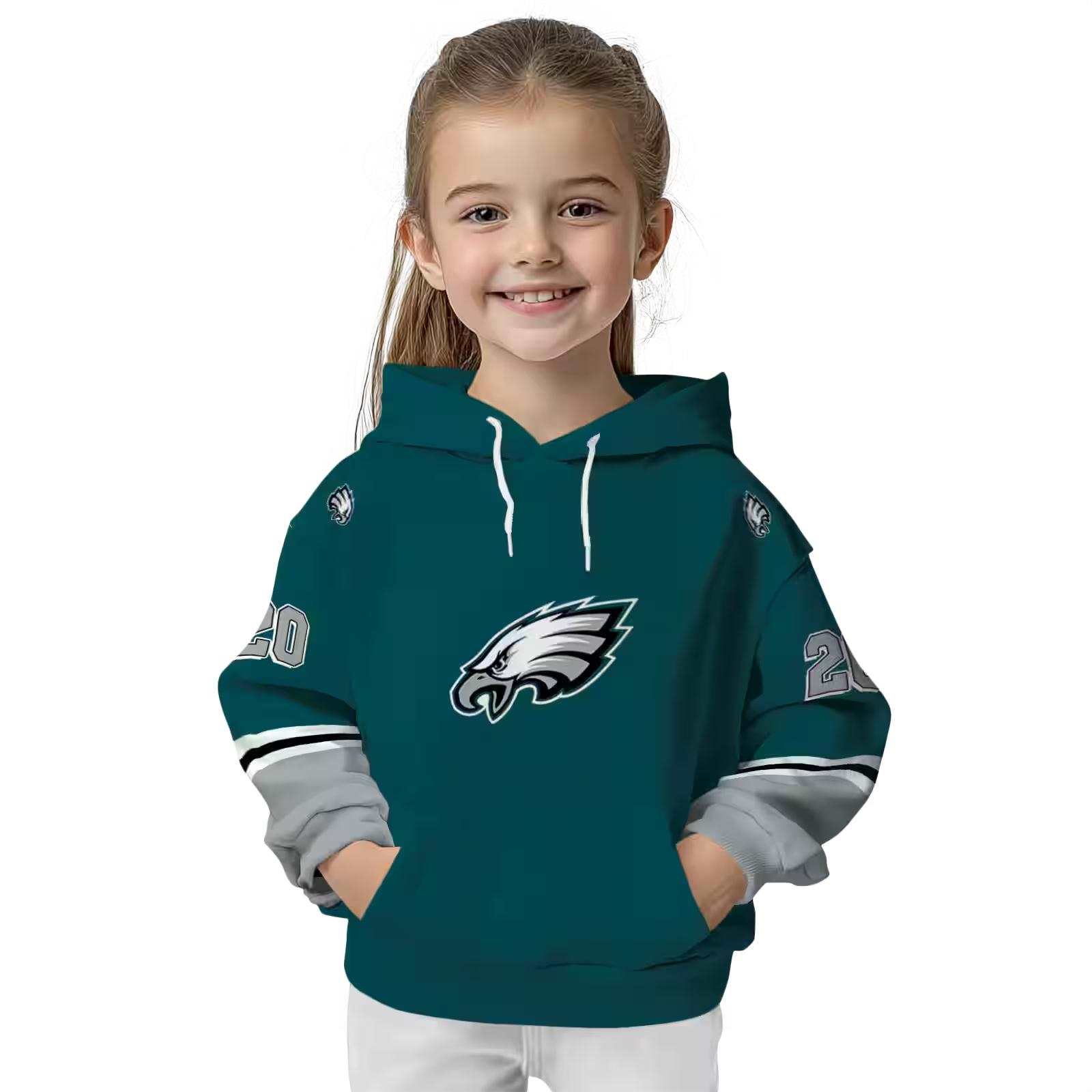 personalized philadelphia eagles striped sleeves green hoodie top rated