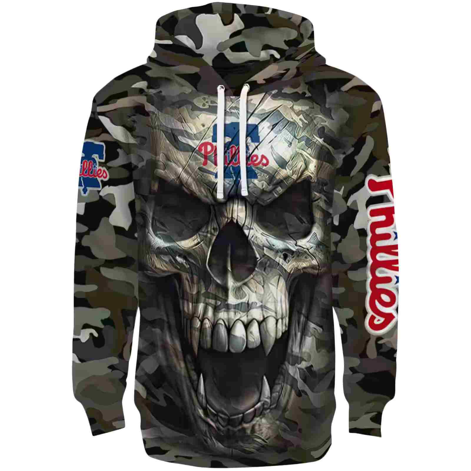 Personalized Philadelphia Phillies Camo Skull Hoodie