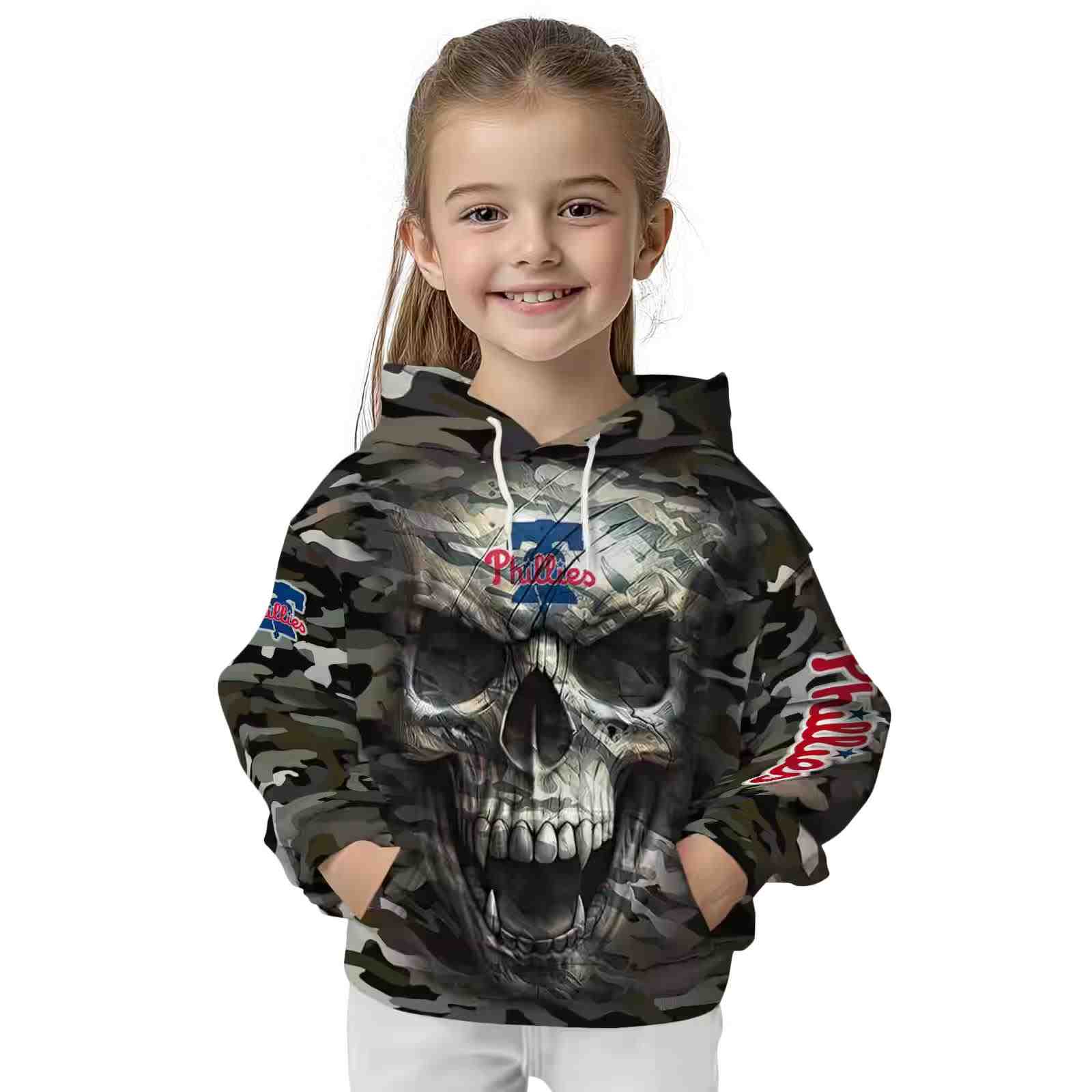 personalized philadelphia phillies camo skull hoodie top rated