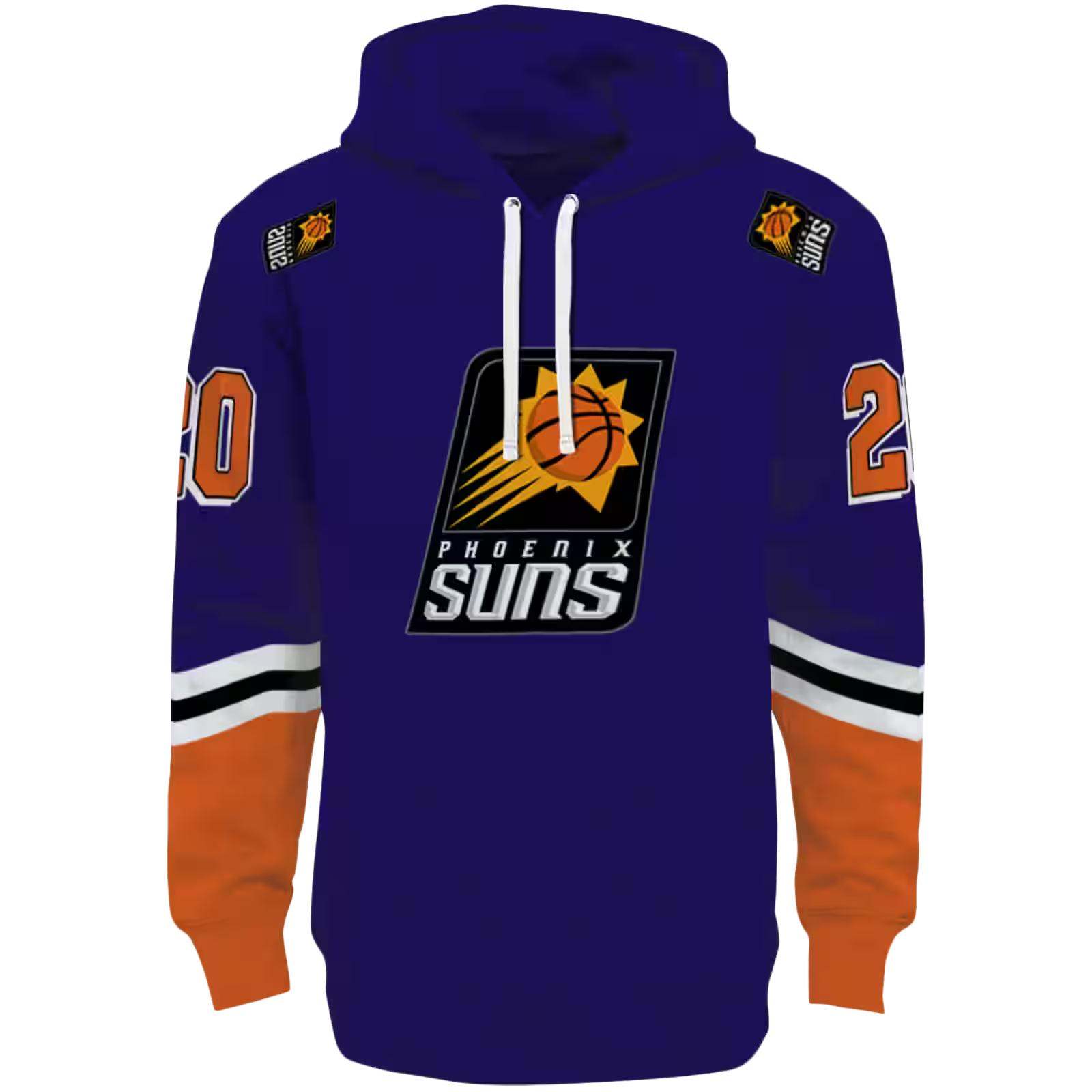 Personalized Phoenix Suns Striped Sleeves Purple Hoodie