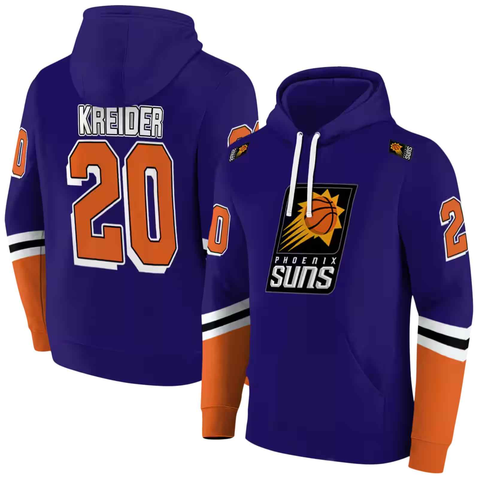 personalized phoenix suns striped sleeves purple hoodie fashion forward