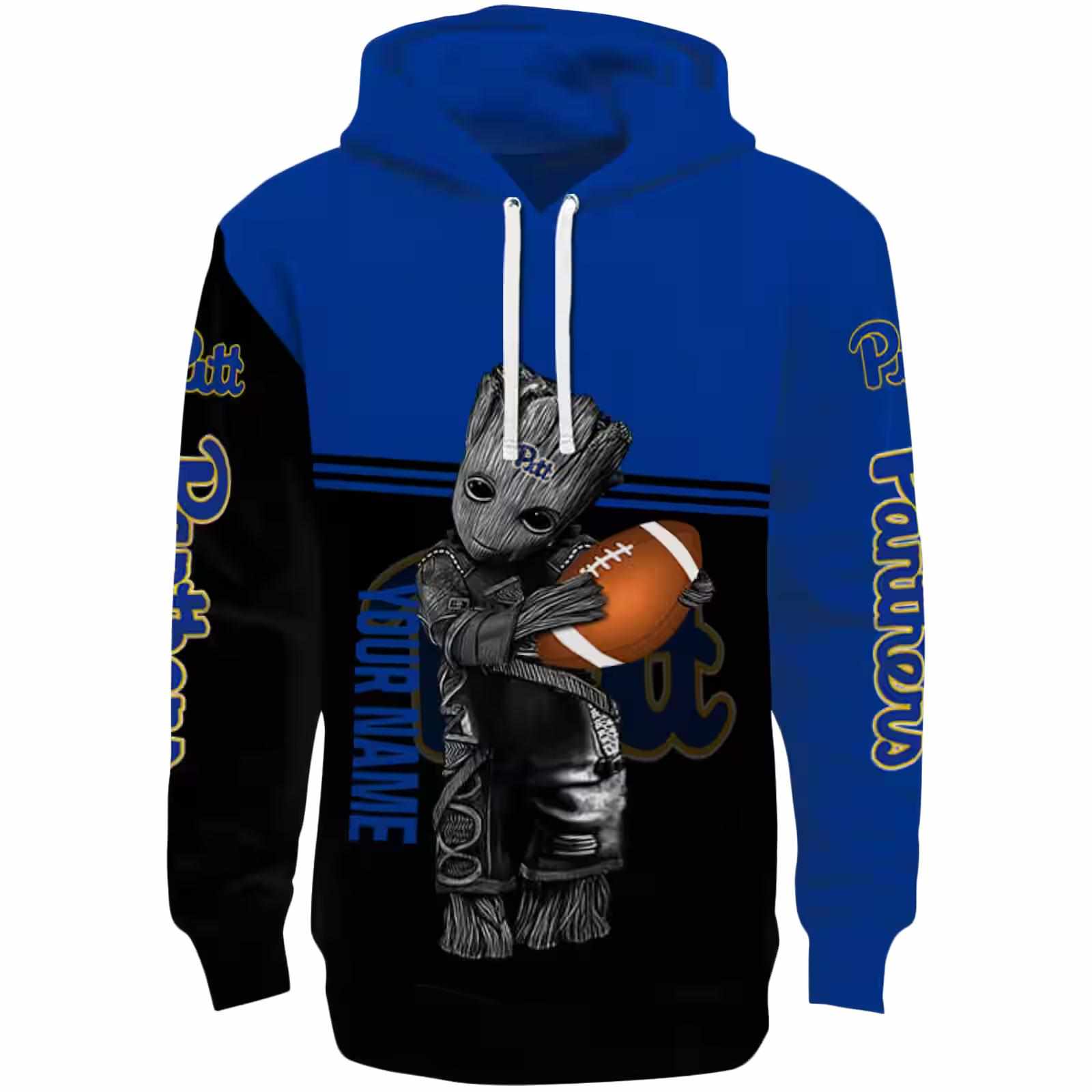 Personalized Pittsburgh Panthers Baby Groot Royal Black Hoodie