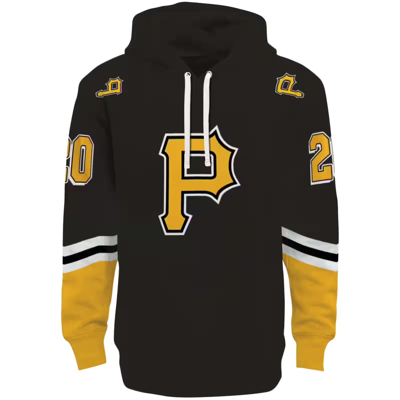 Personalized Pittsburgh Pirates Striped Sleeves Black Hoodie