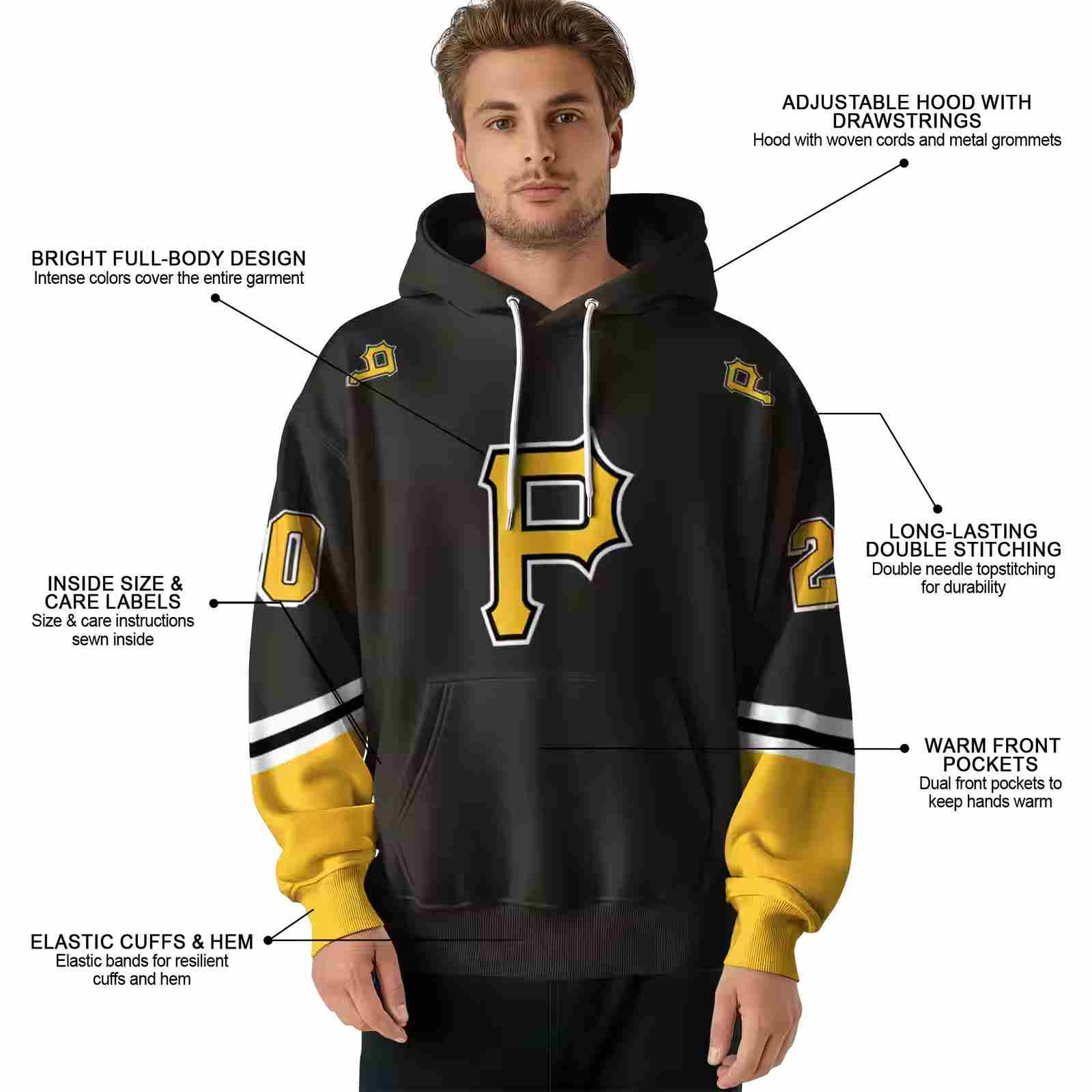 personalized pittsburgh pirates striped sleeves black hoodie latest model