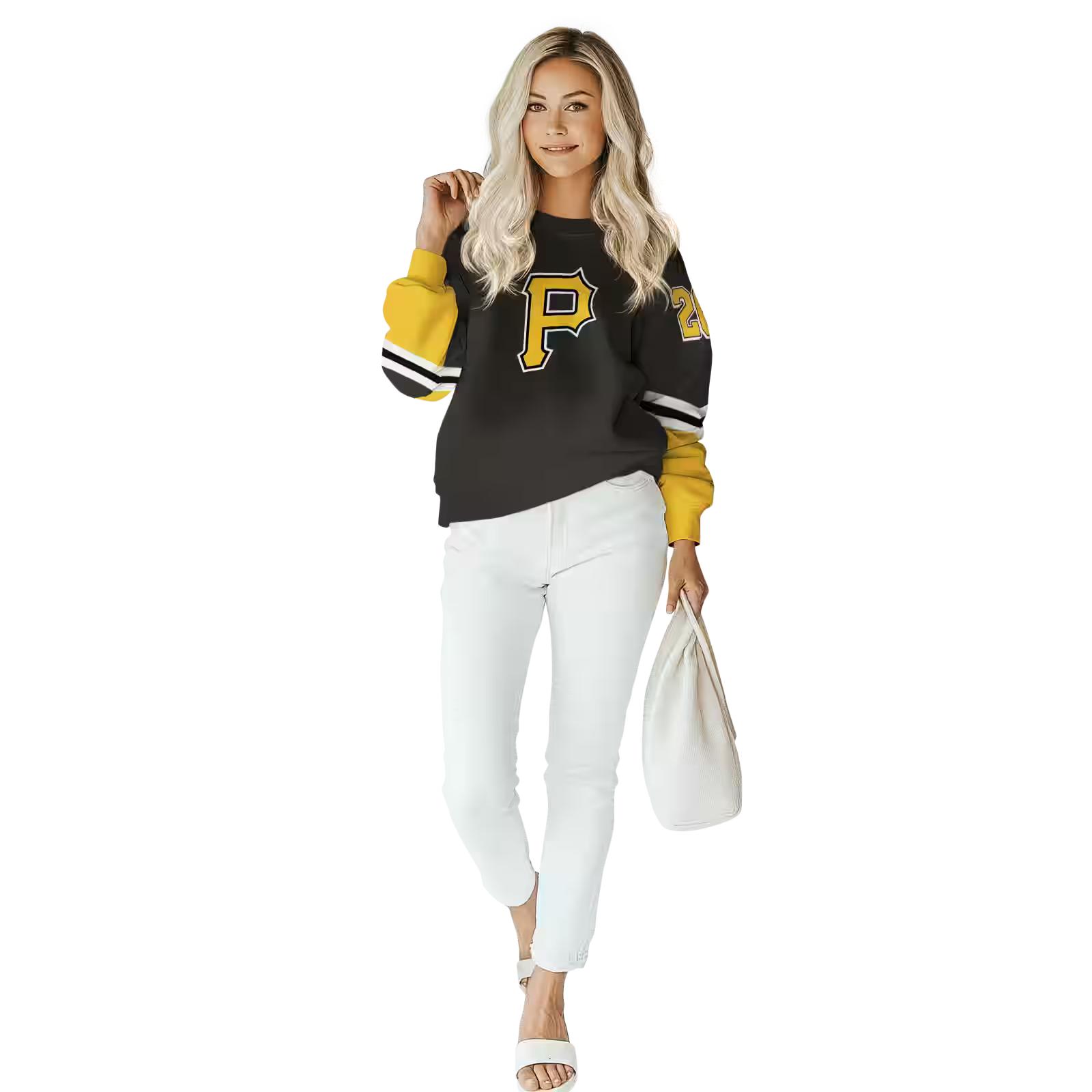 personalized pittsburgh pirates striped sleeves black hoodie trendy