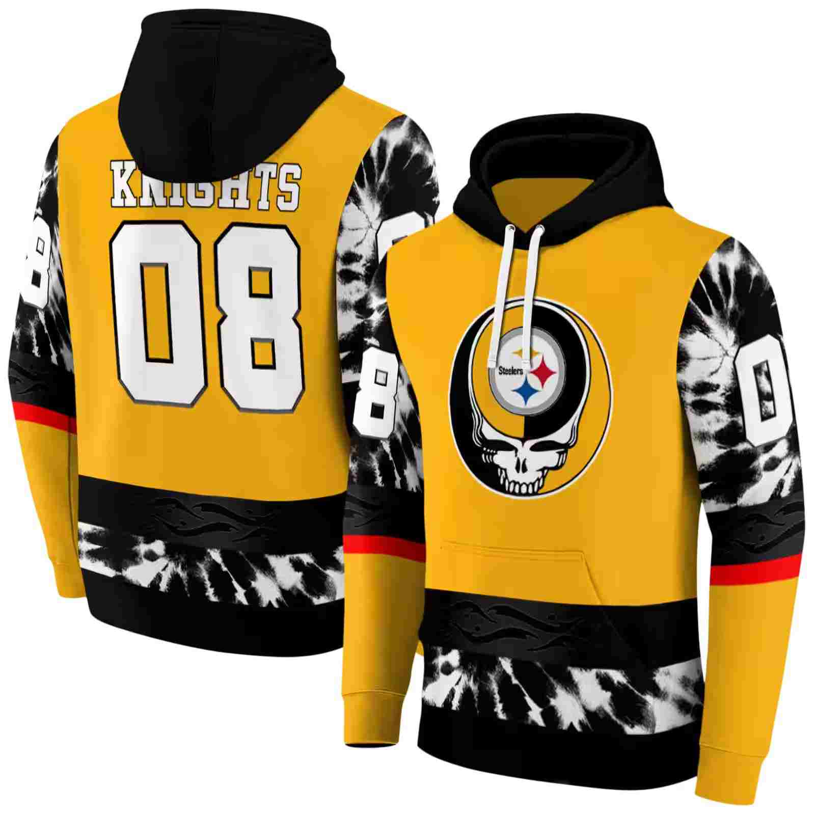 personalized pittsburgh steelers grateful vibes gold hoodie fashion forward