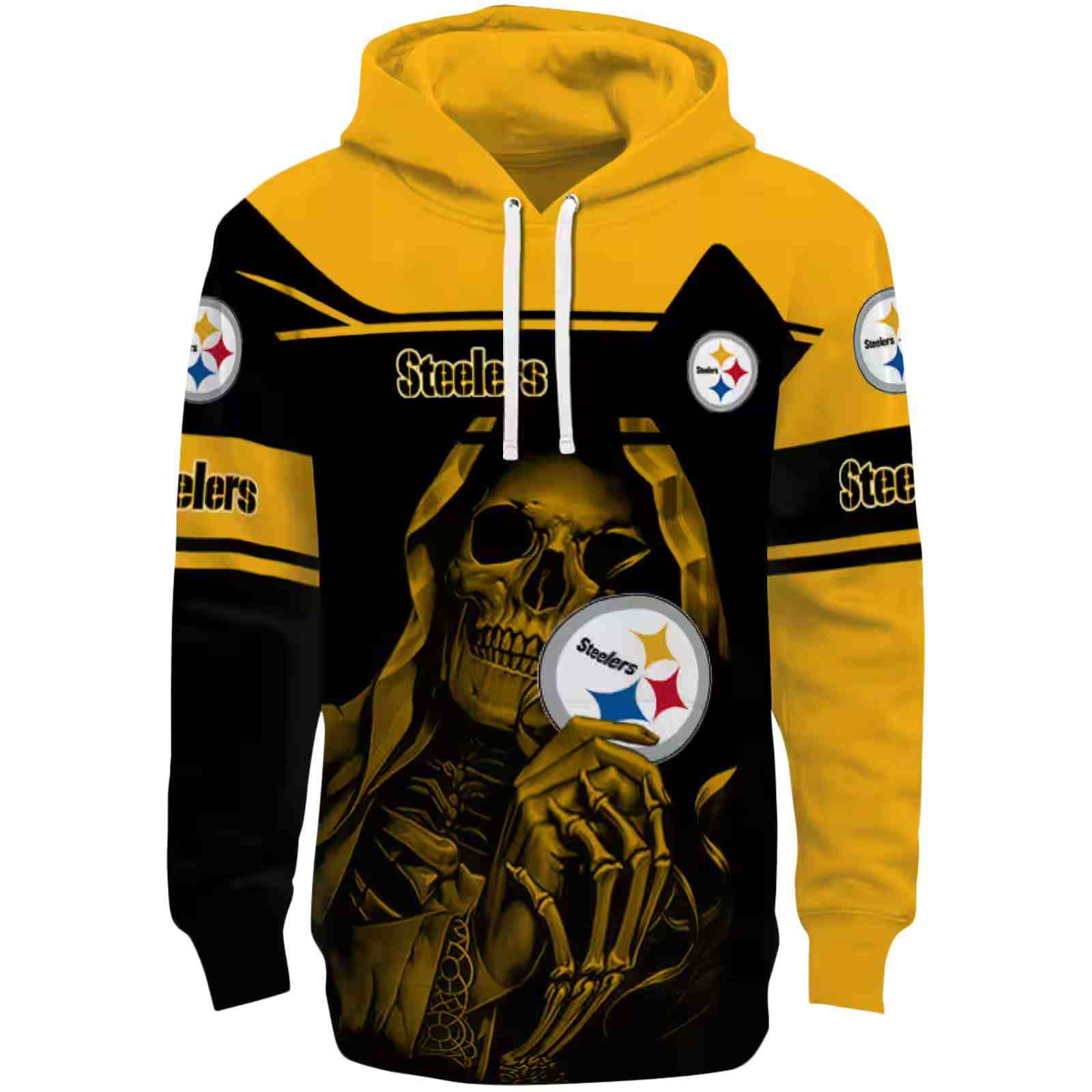 Personalized Pittsburgh Steelers Grim Reaper Gold Black Hoodie