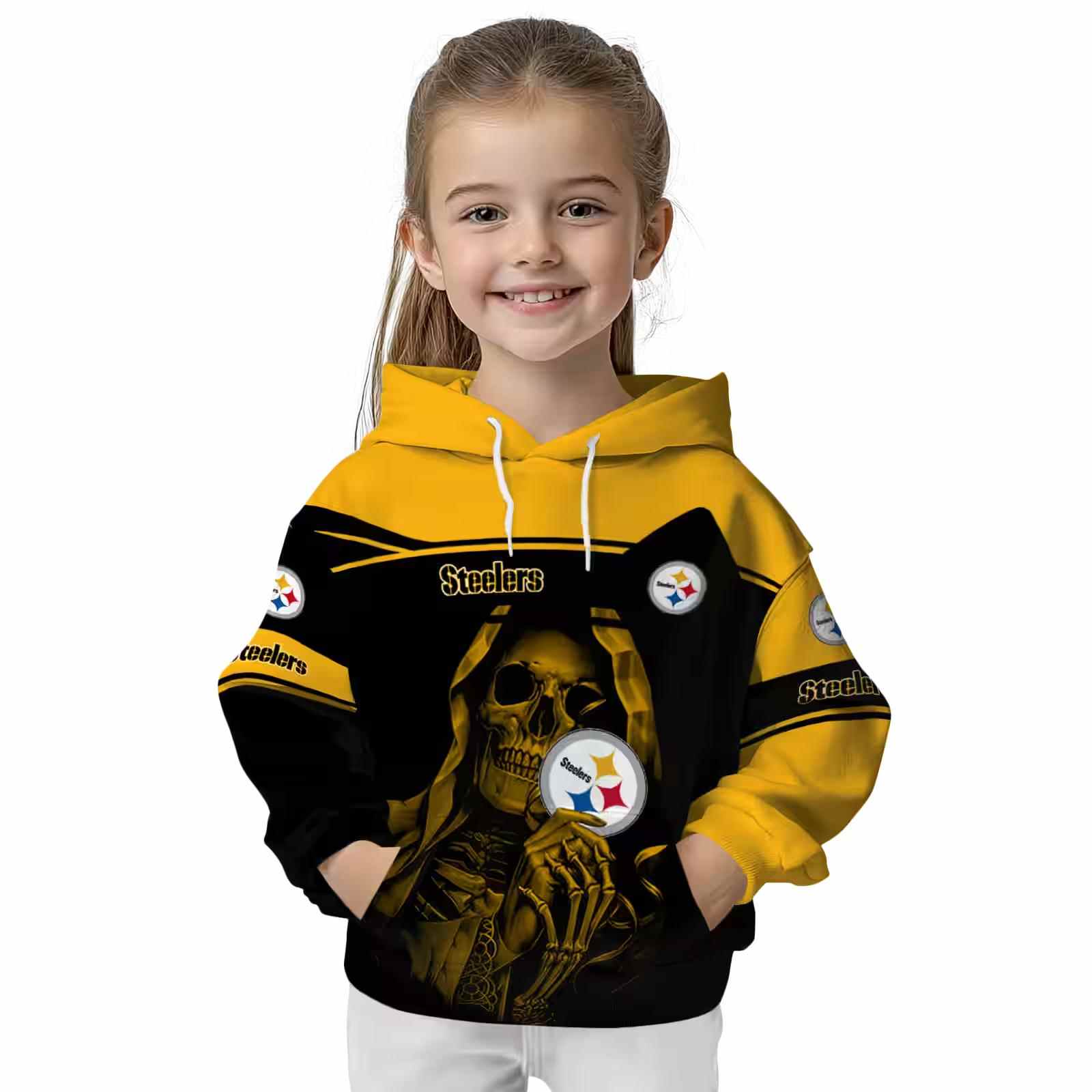 personalized pittsburgh steelers grim reaper gold black hoodie top rated