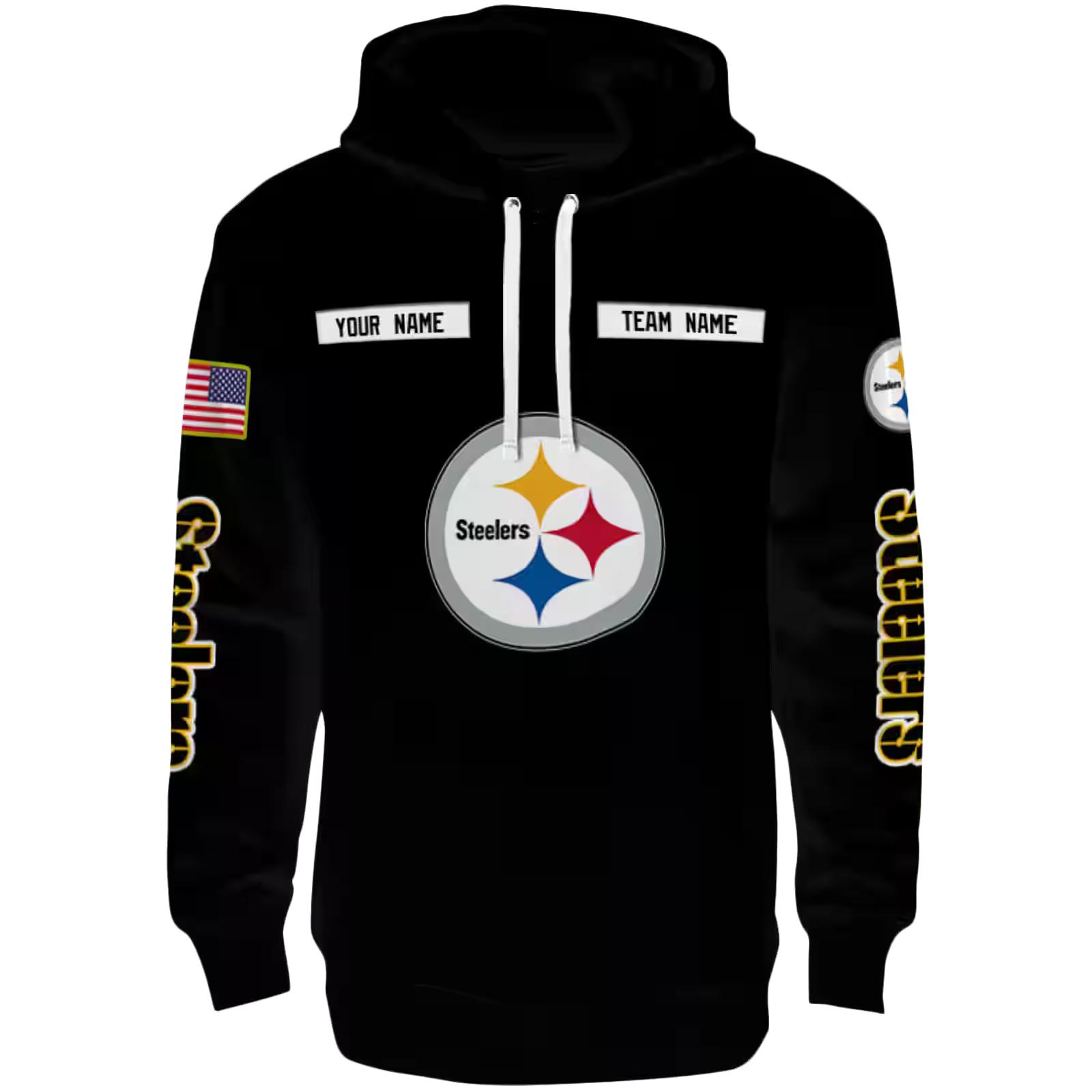 Personalized Pittsburgh Steelers Punisher Skull Black Hoodie