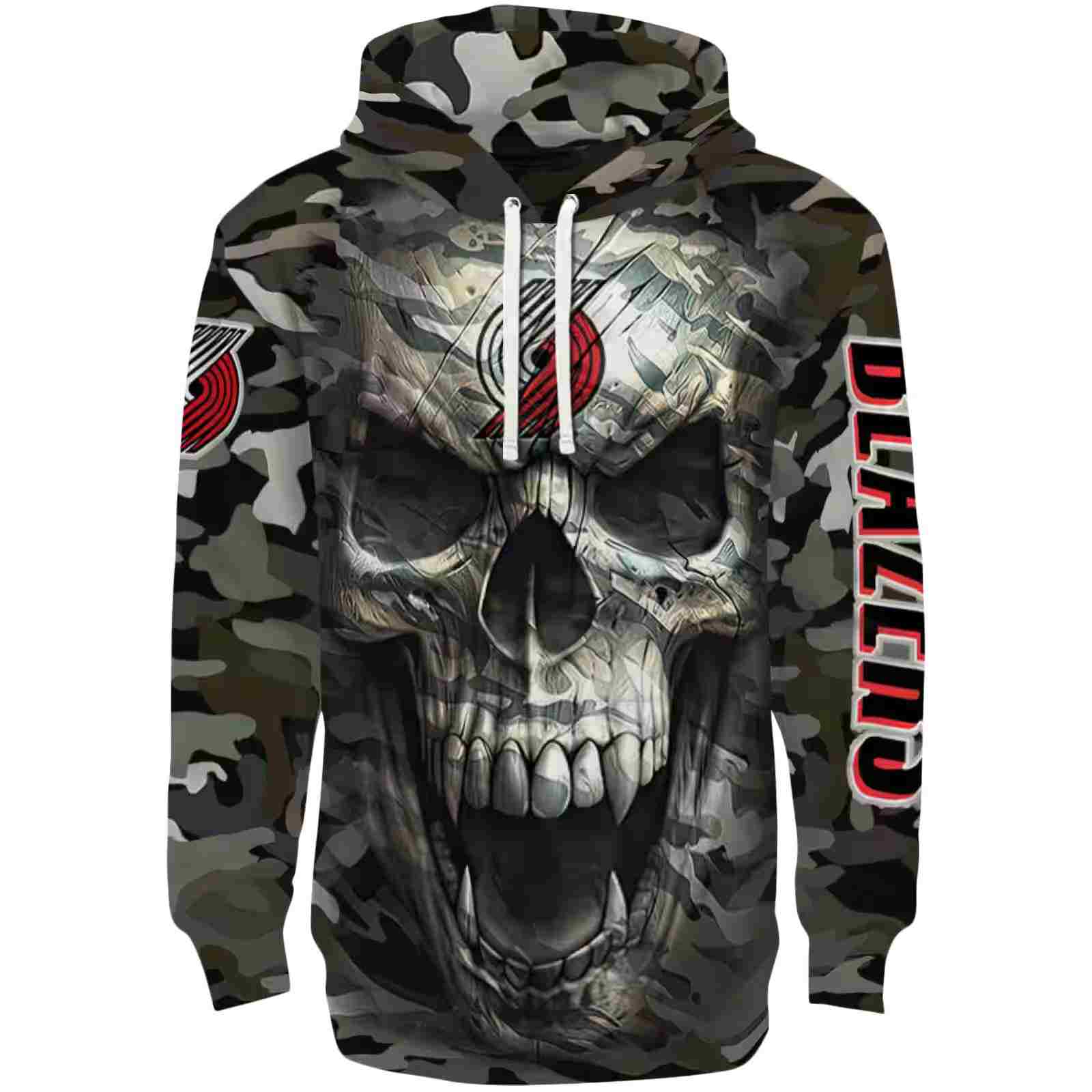 Personalized Portland Trail Blazers Camo Skull Hoodie