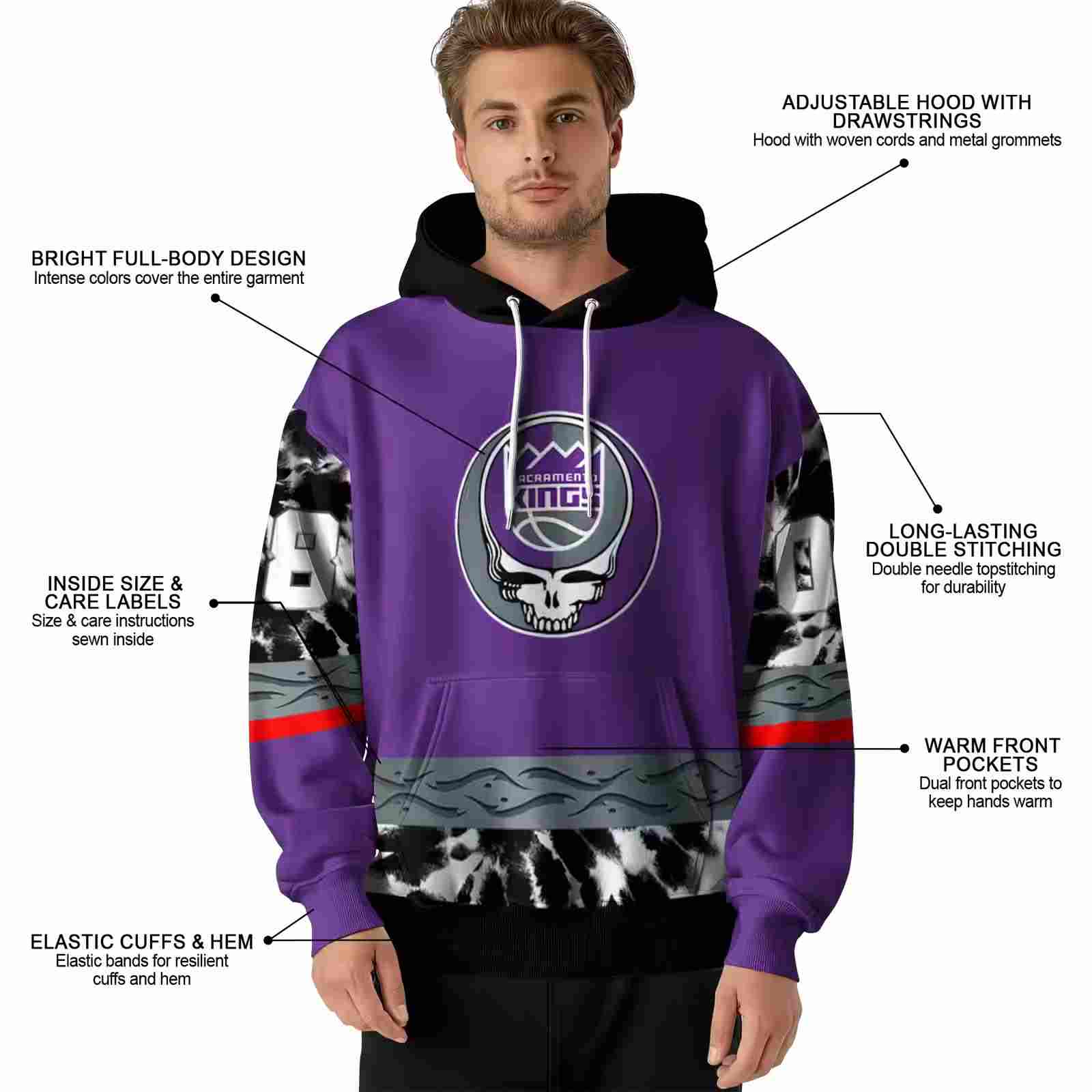 personalized sacramento kings grateful vibes purple hoodie latest model