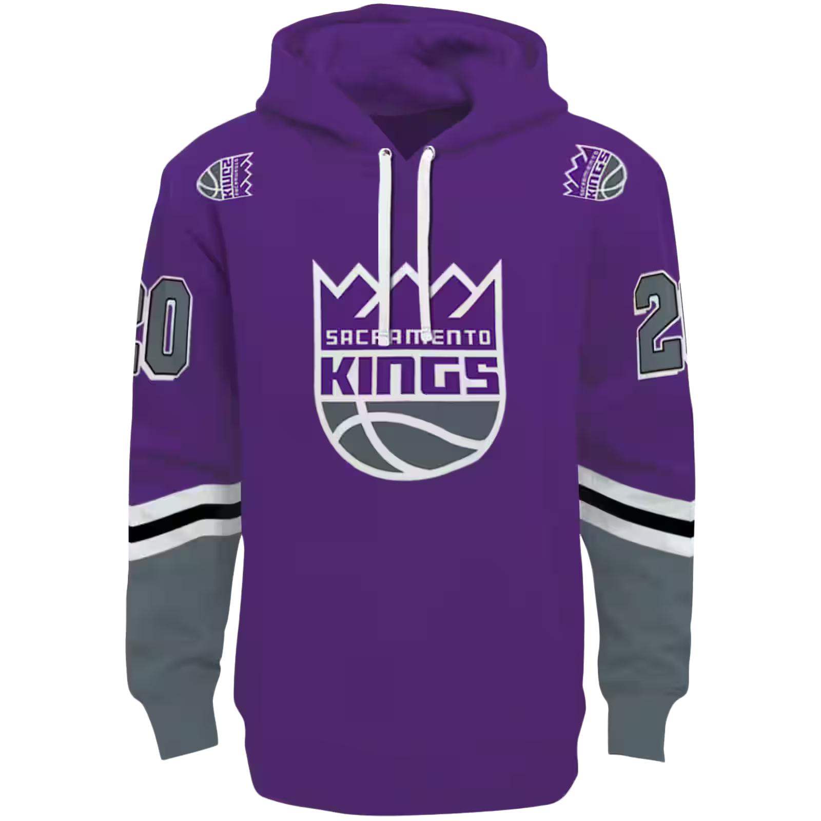 Personalized Sacramento Kings Striped Sleeves Purple Hoodie