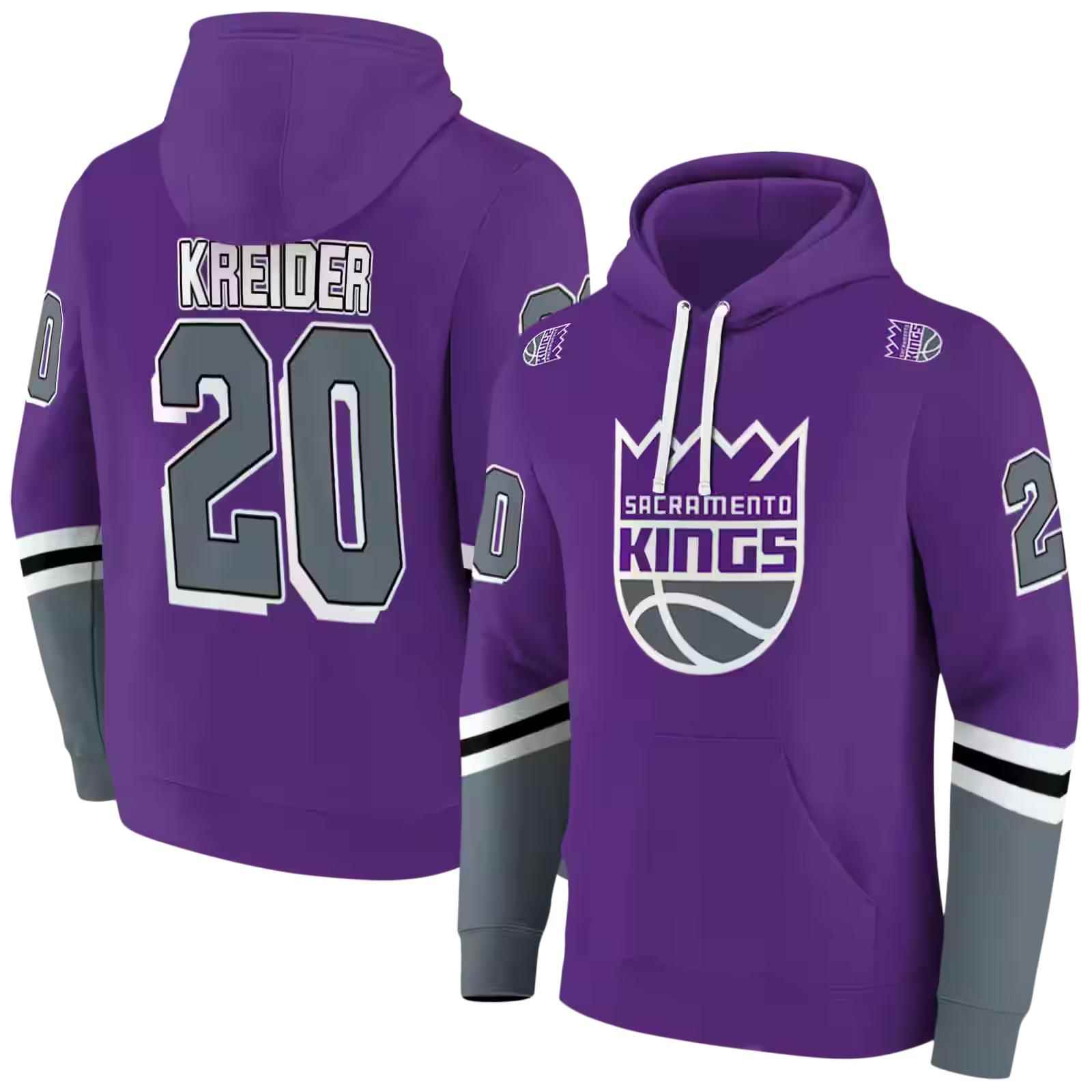 personalized sacramento kings striped sleeves purple hoodie fashion forward
