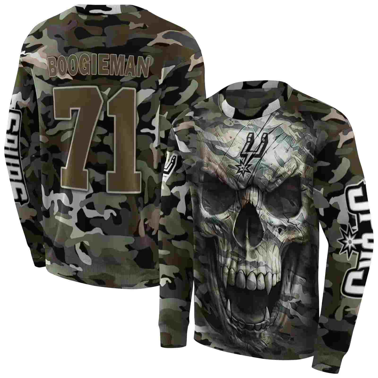 personalized san antonio spurs camo skull hoodie premium grade