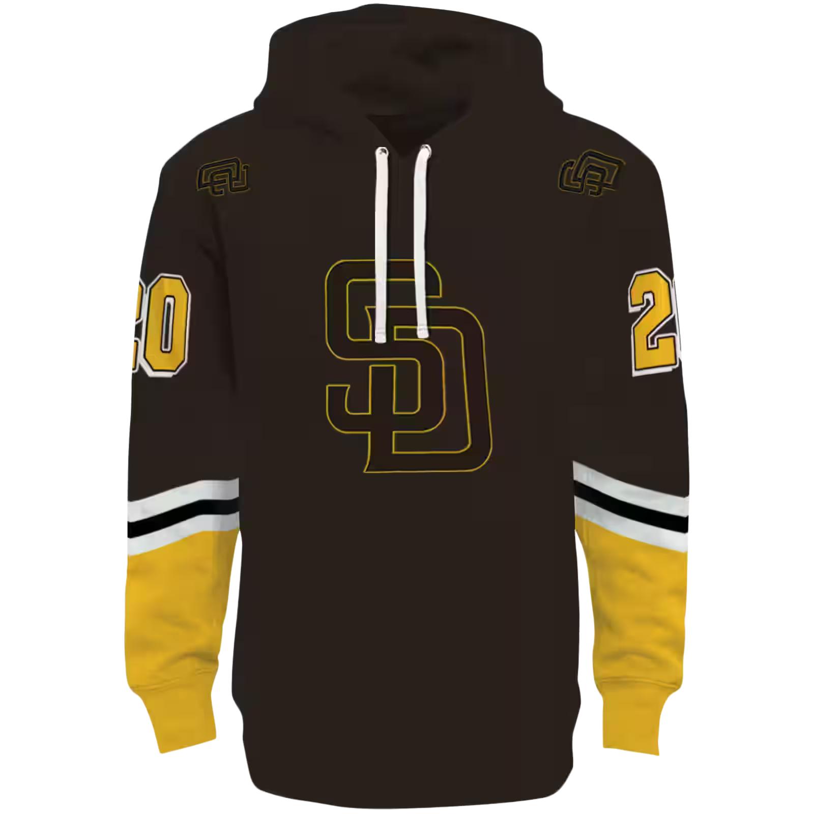 Personalized San Diego Padres Striped Sleeves Brown Hoodie