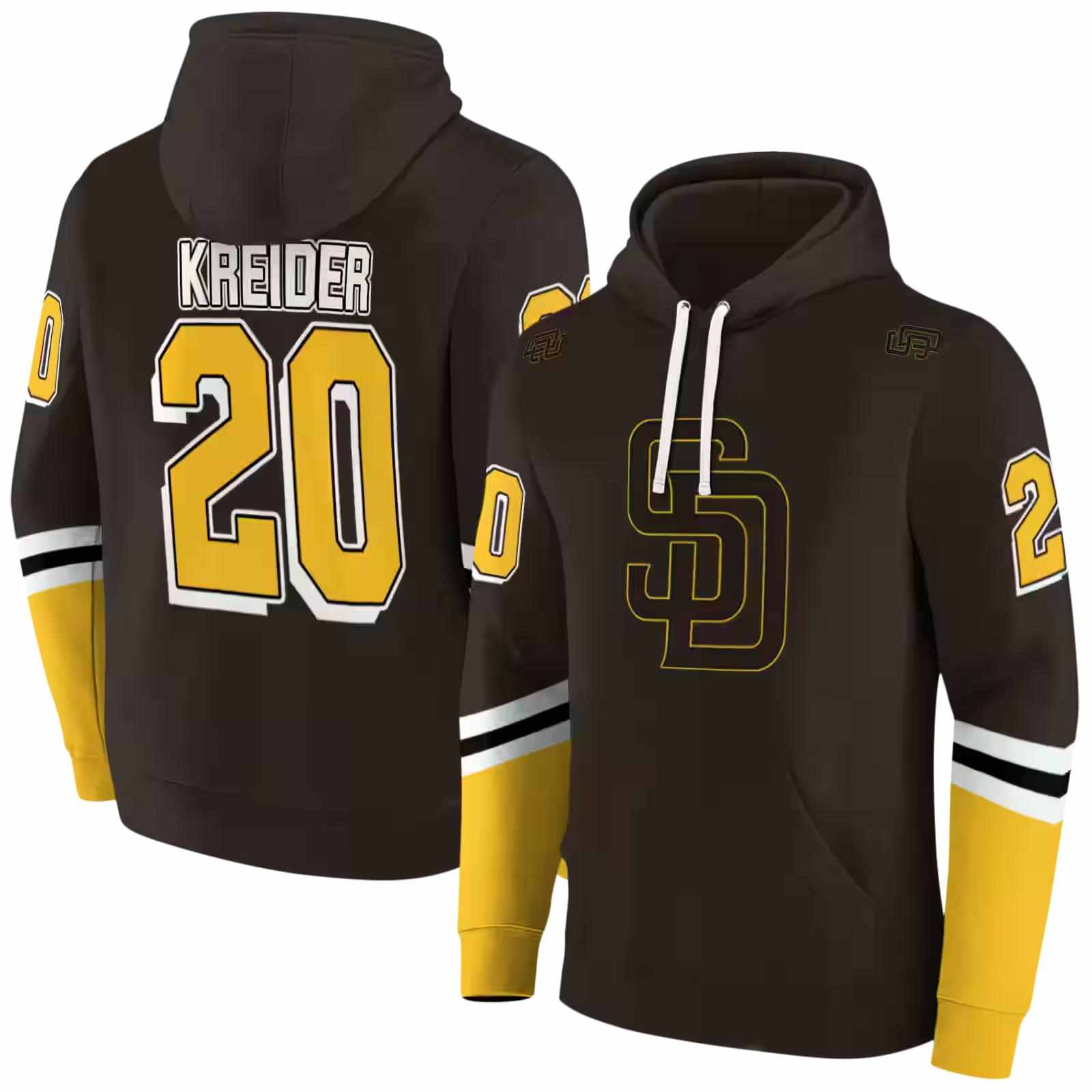 personalized san diego padres striped sleeves brown hoodie fashion forward