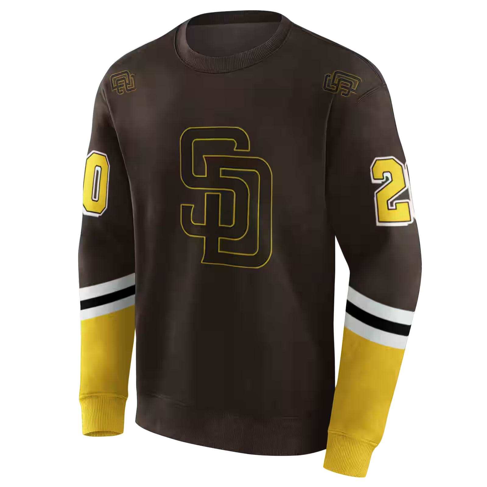 personalized san diego padres striped sleeves brown hoodie new arrival