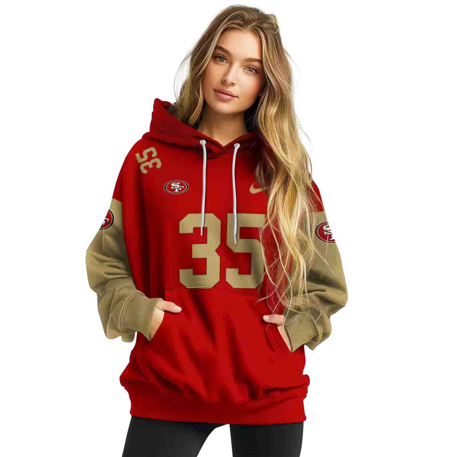 personalized san francisco 49ers minimal design red hoodie high quality