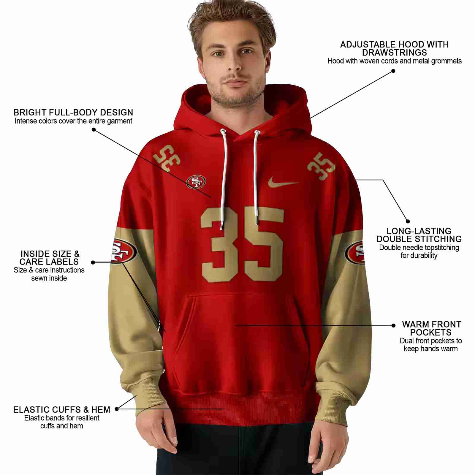 personalized san francisco 49ers minimal design red hoodie latest model