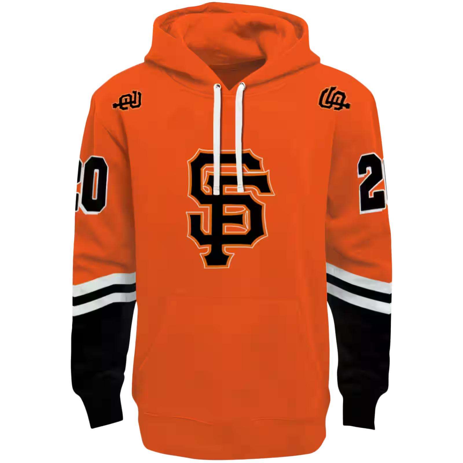 Personalized San Francisco Giants Striped Sleeves Orange Hoodie