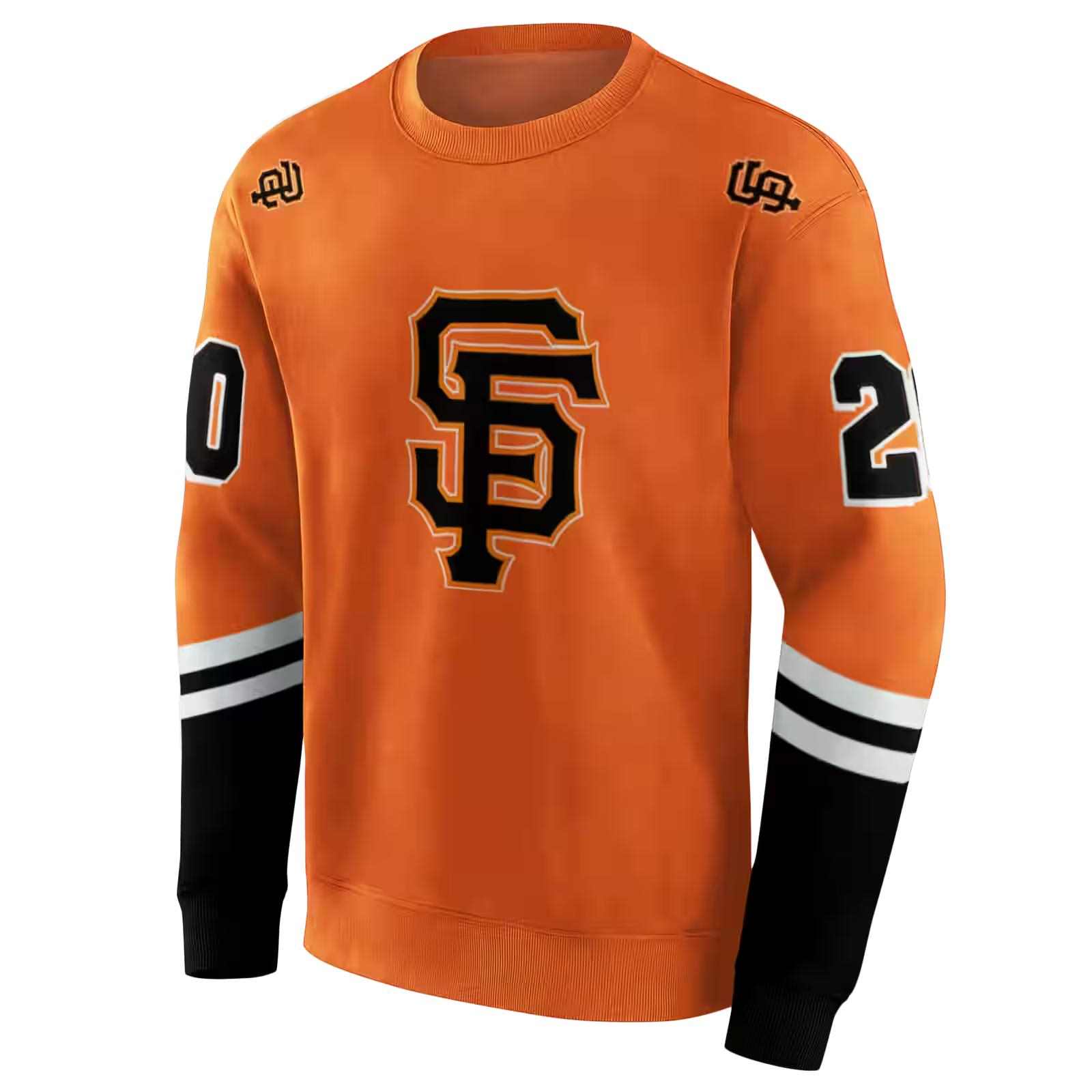 personalized san francisco giants striped sleeves orange hoodie new arrival