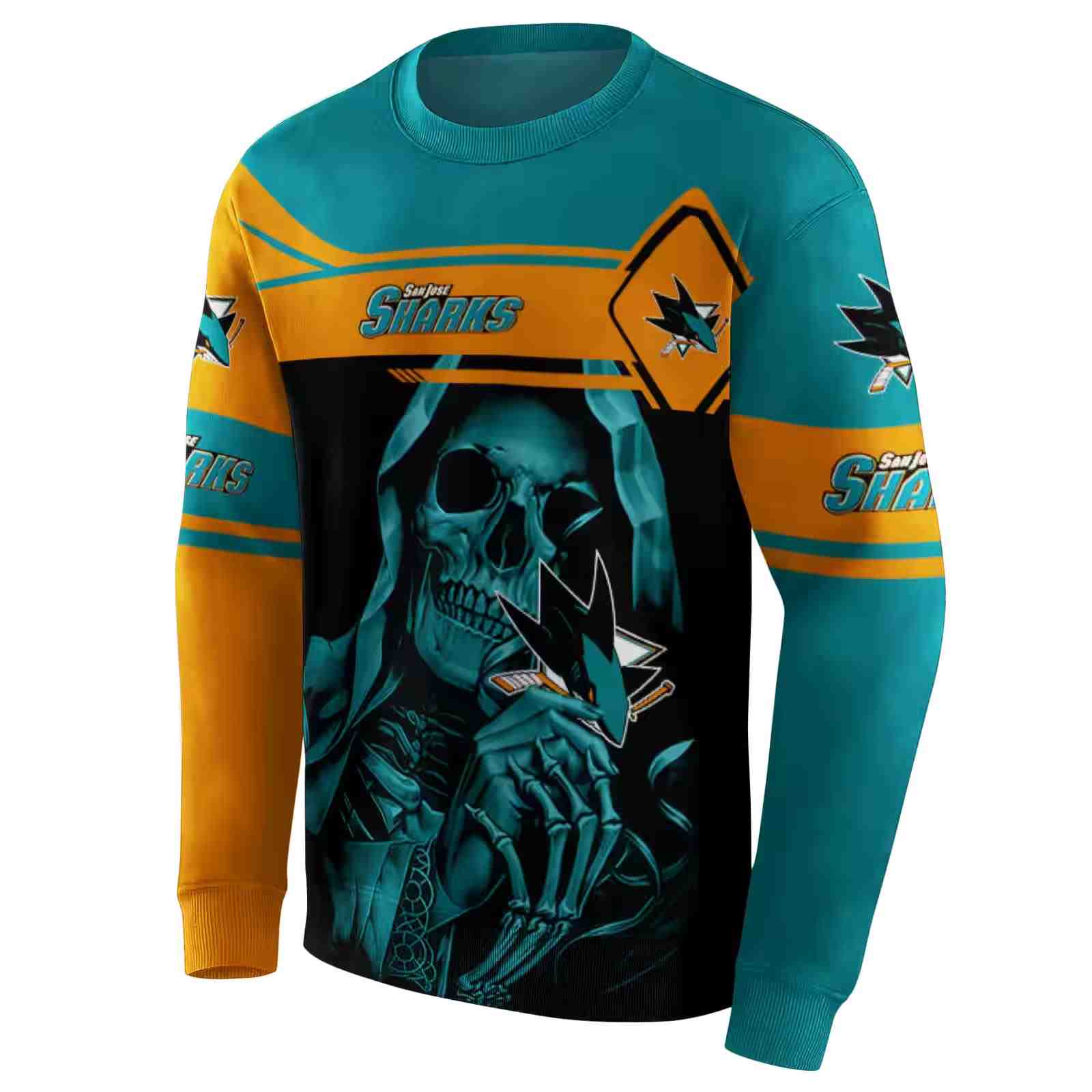 personalized san jose sharks grim reaper teal black hoodie new arrival