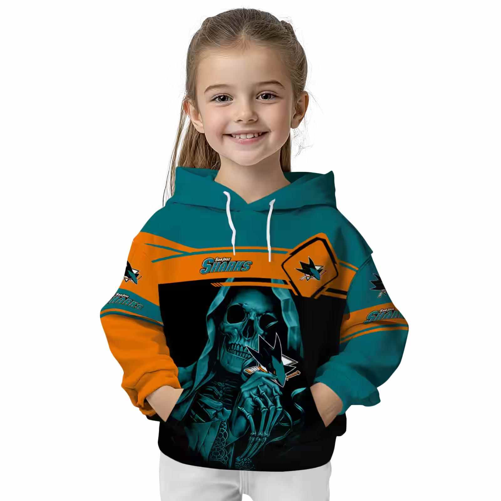 personalized san jose sharks grim reaper teal black hoodie top rated