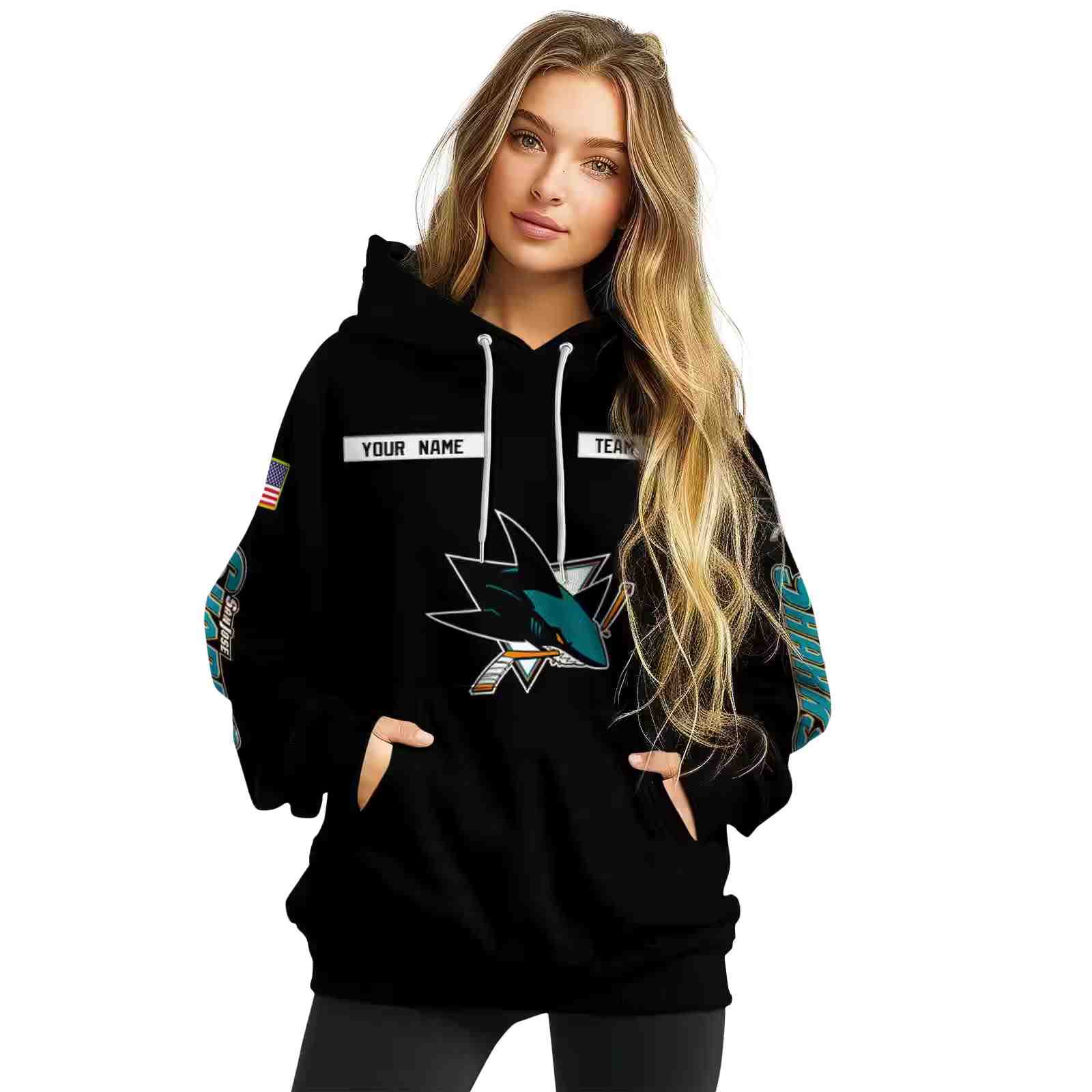 personalized san jose sharks punisher skull black hoodie high quality