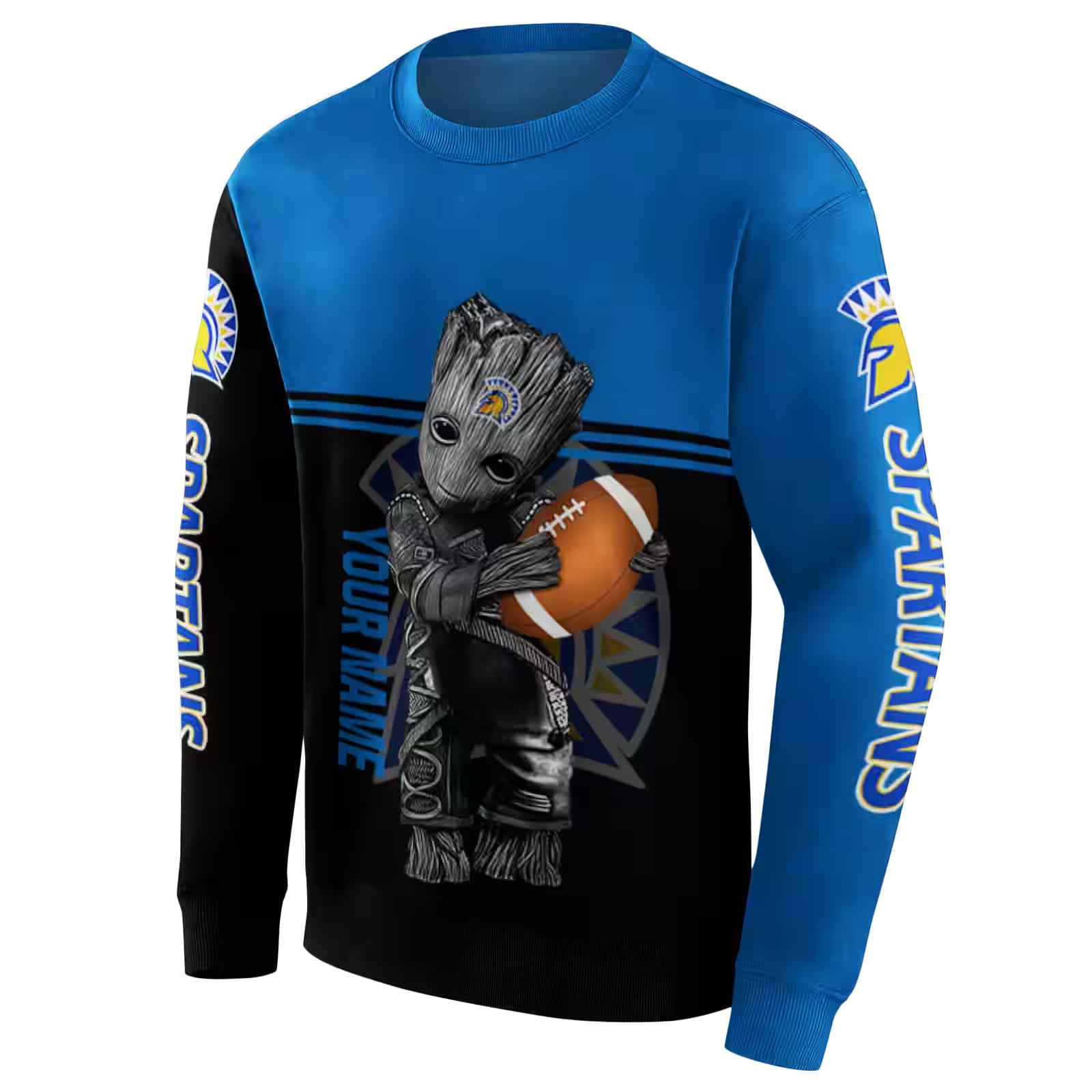 personalized san jose state spartans baby groot blue black hoodie new arrival