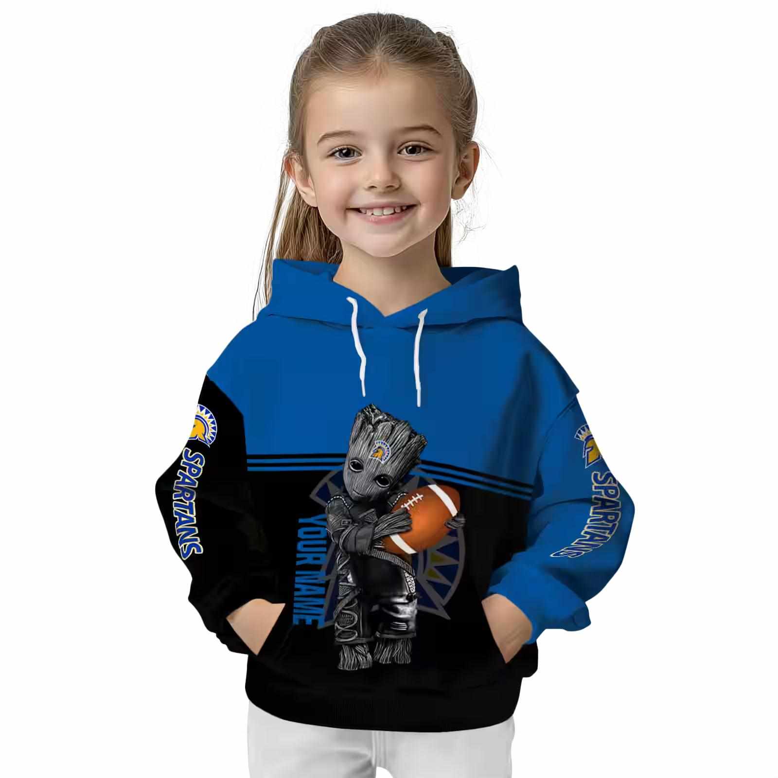 personalized san jose state spartans baby groot blue black hoodie top rated