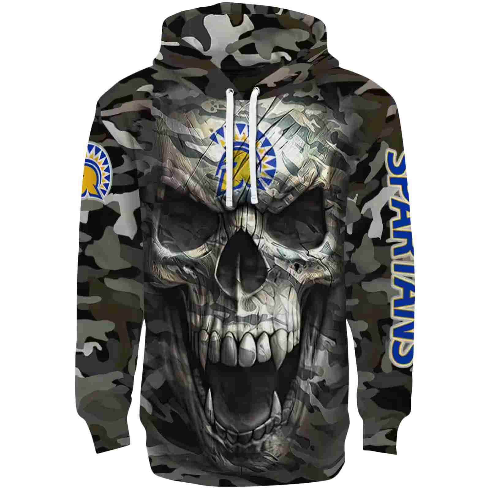 Personalized San Jose State Spartans Camo Skull Hoodie