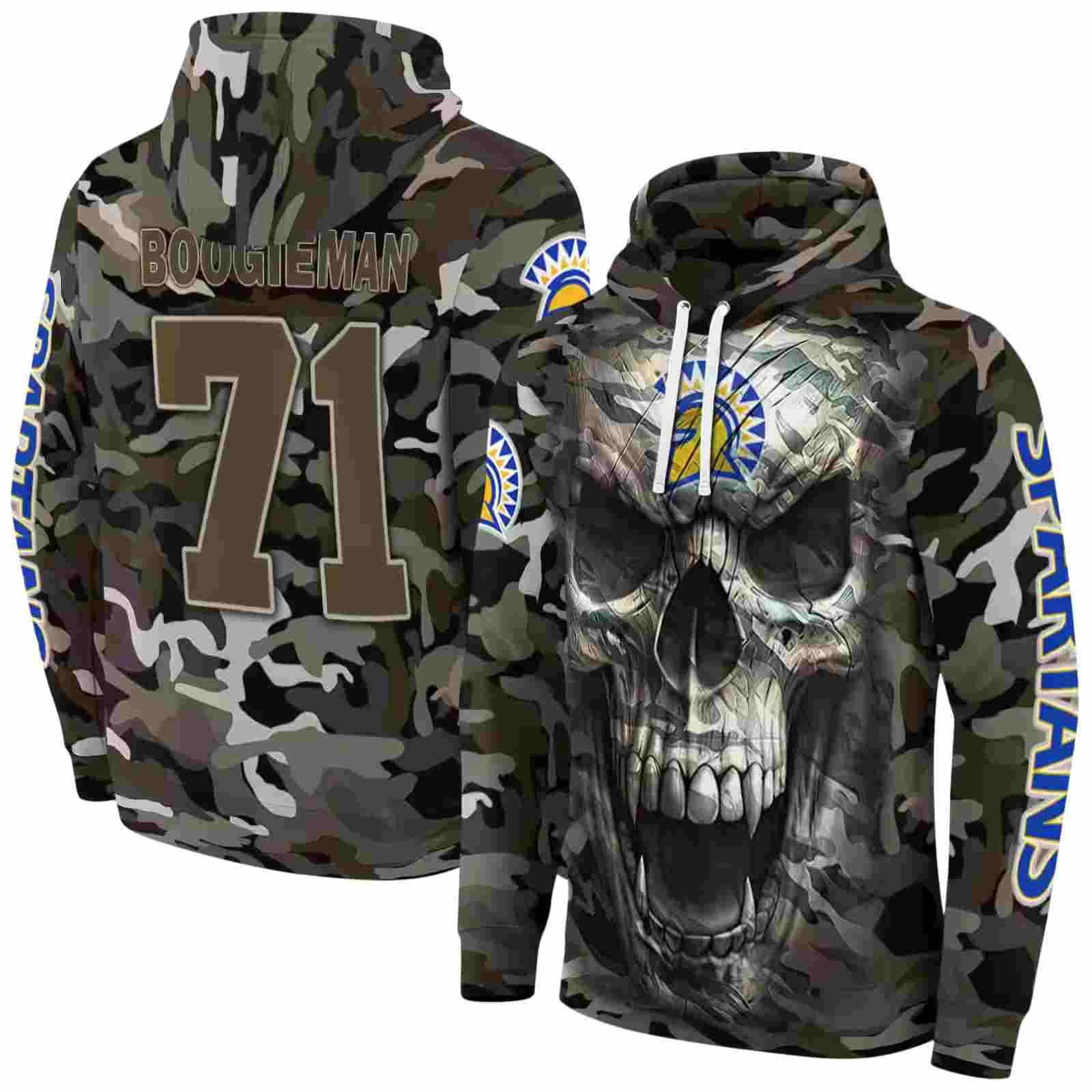 personalized san jose state spartans camo skull hoodie fashion forward