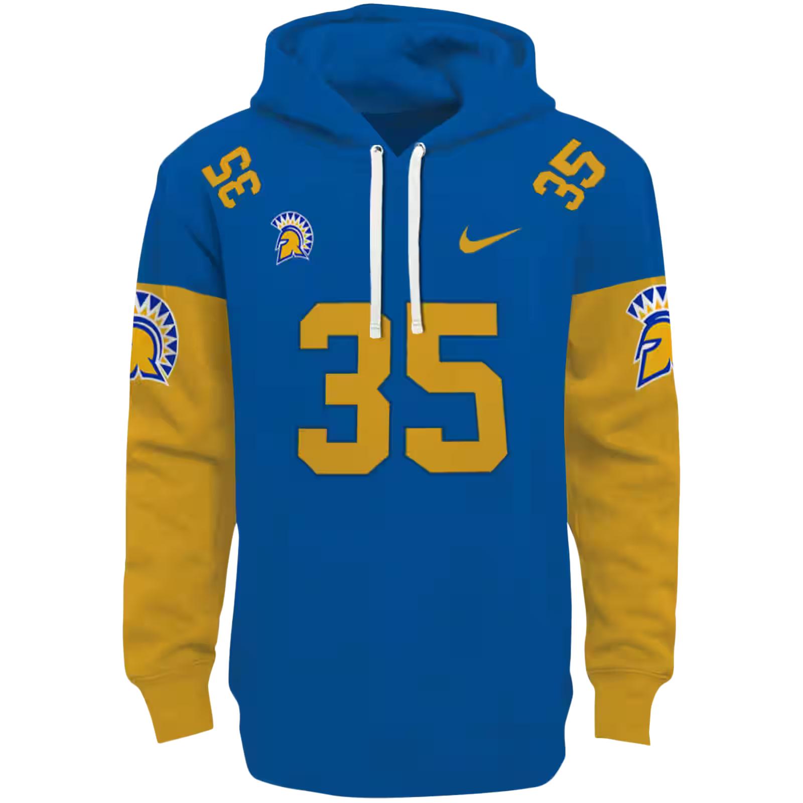 Personalized San Jose State Spartans Minimal Design Blue Hoodie