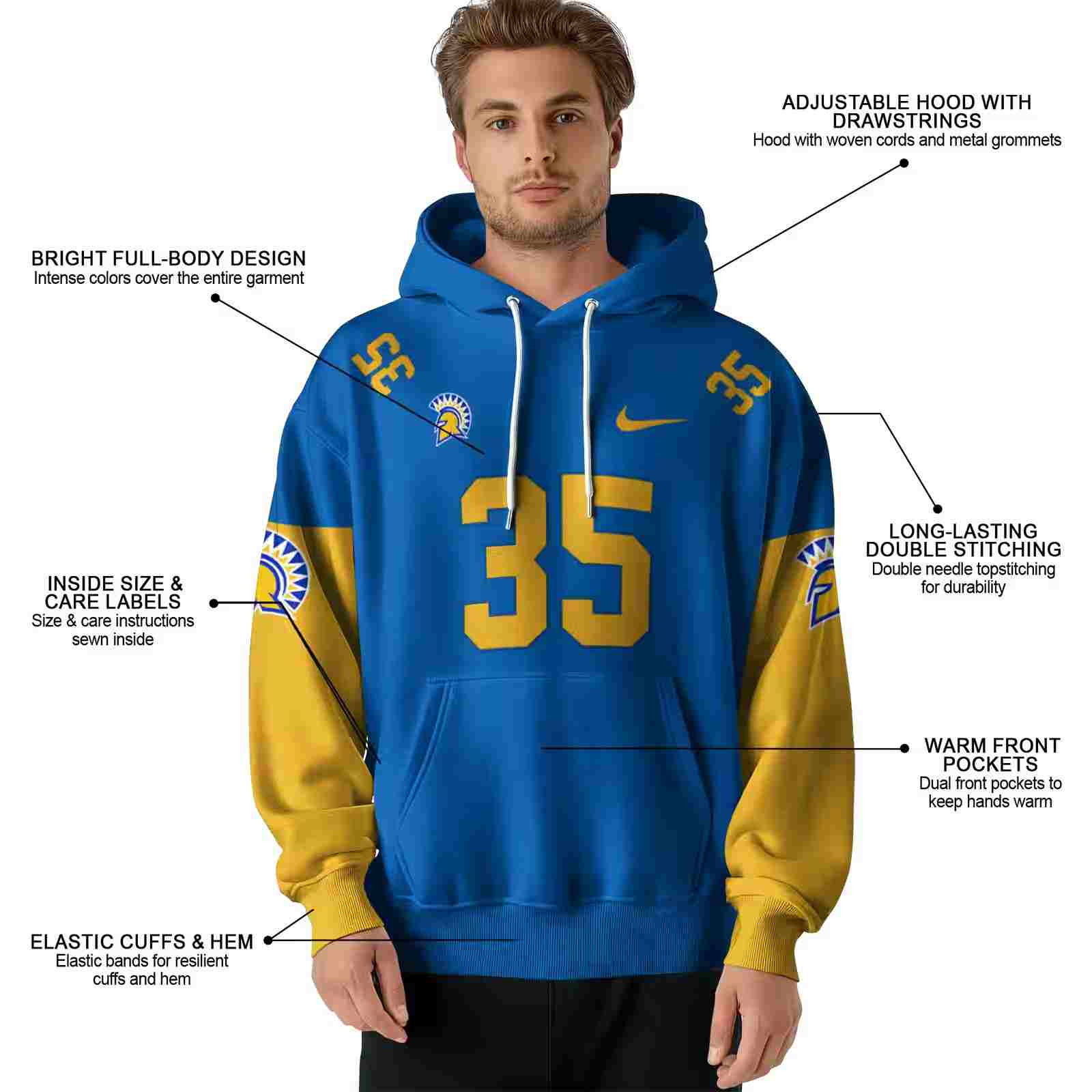 personalized san jose state spartans minimal design blue hoodie latest model