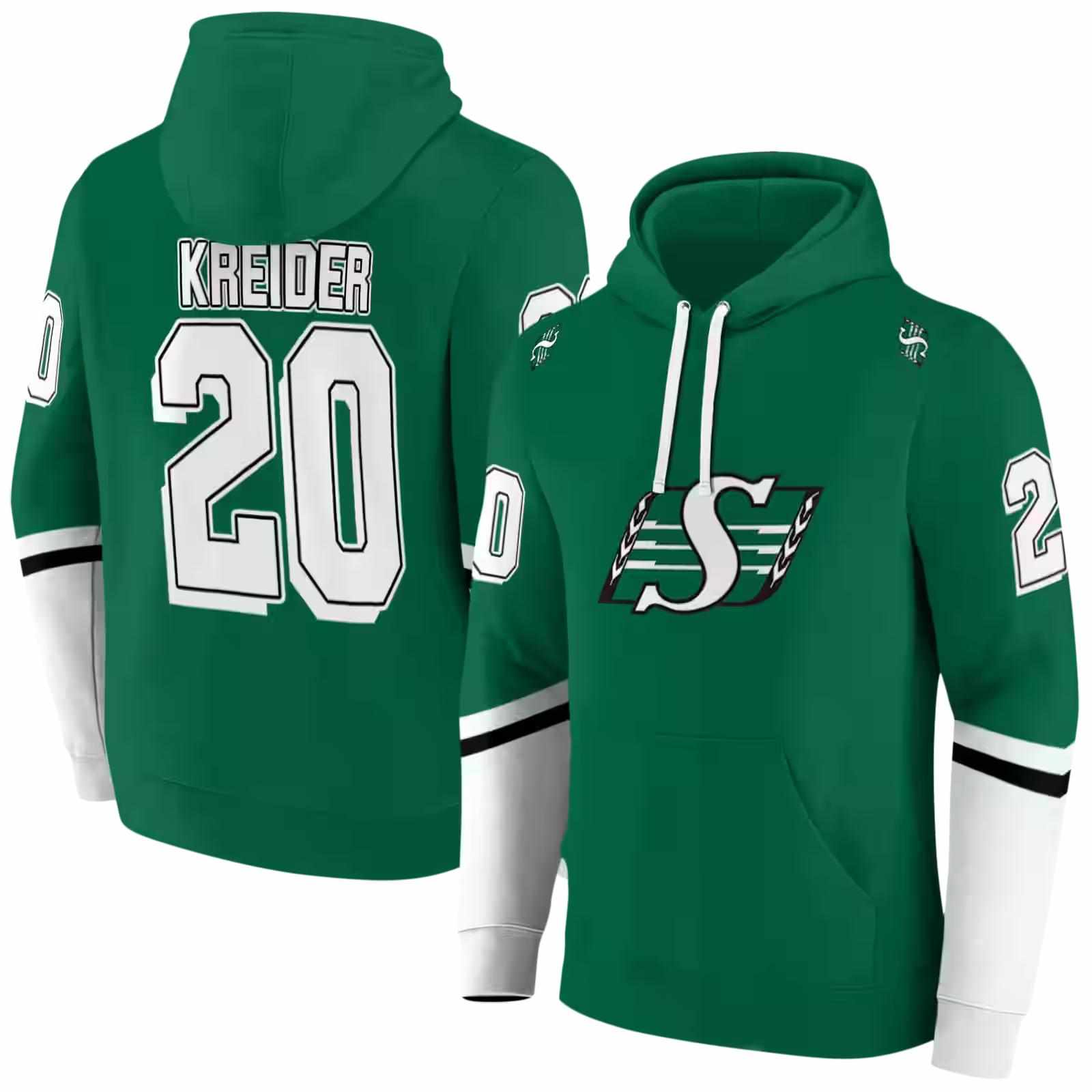 personalized saskatchewan roughriders striped sleeves green hoodie fashion forward